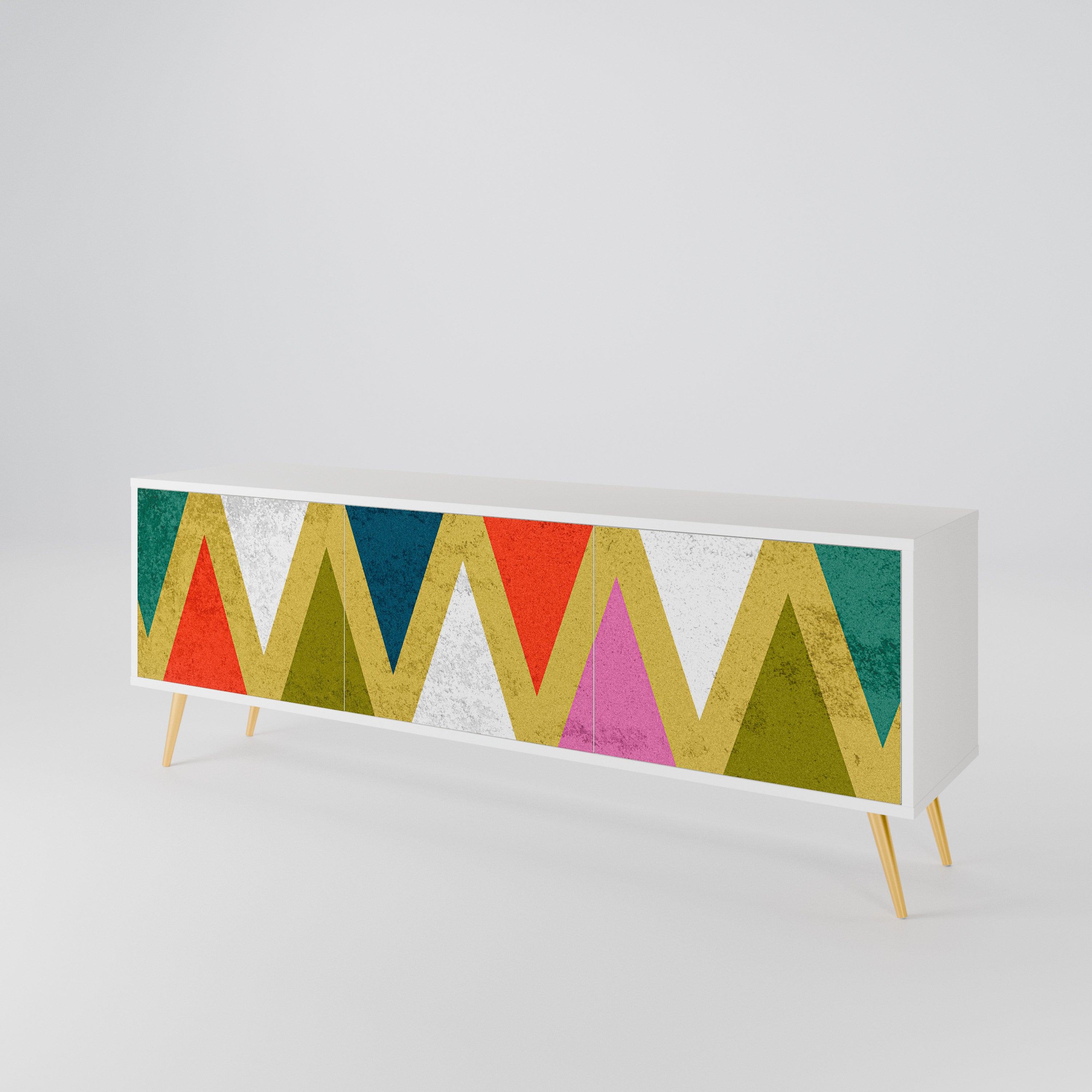COLORFUL TRIANGLES Třídveřový TV stolek