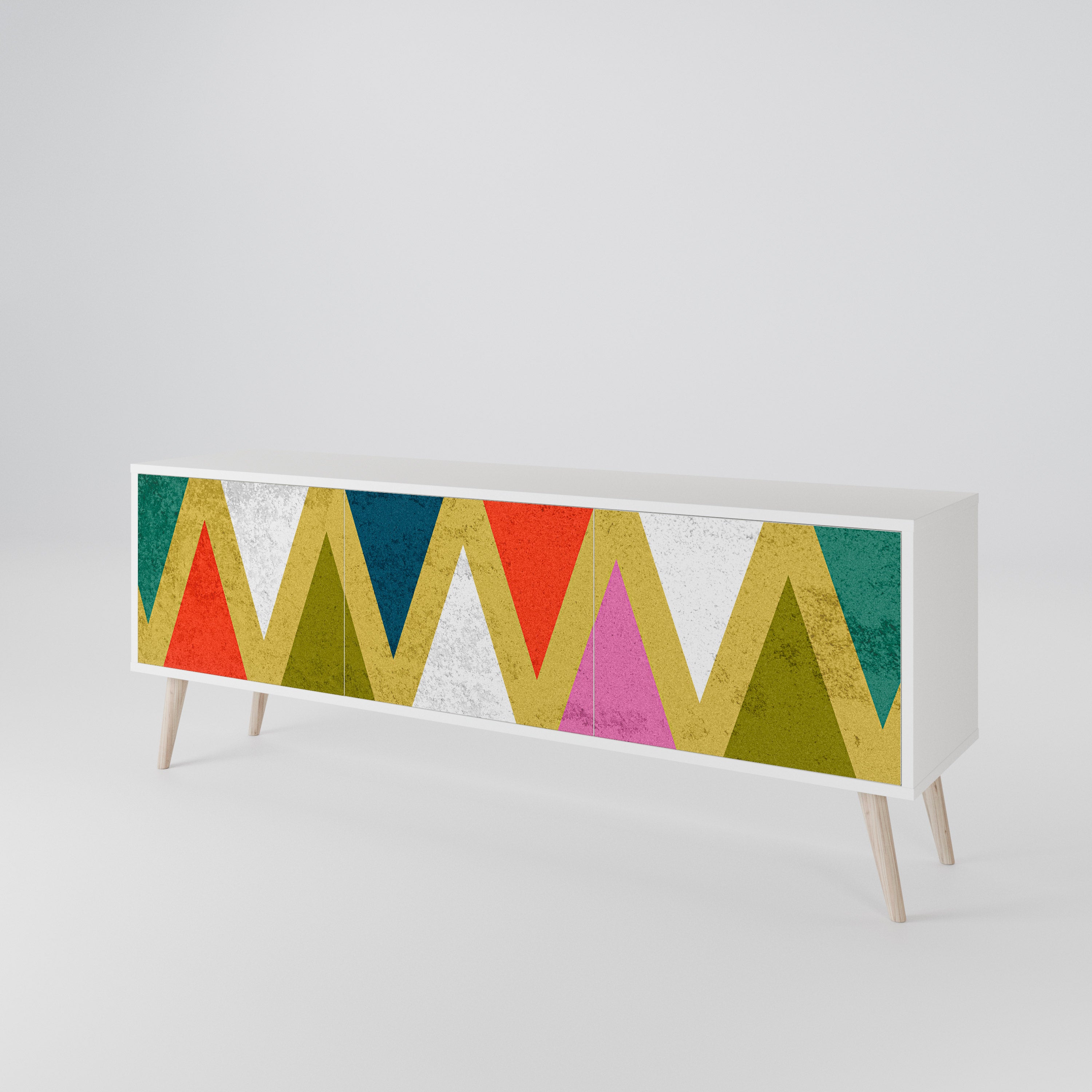 COLORFUL TRIANGLES Třídveřový TV stolek