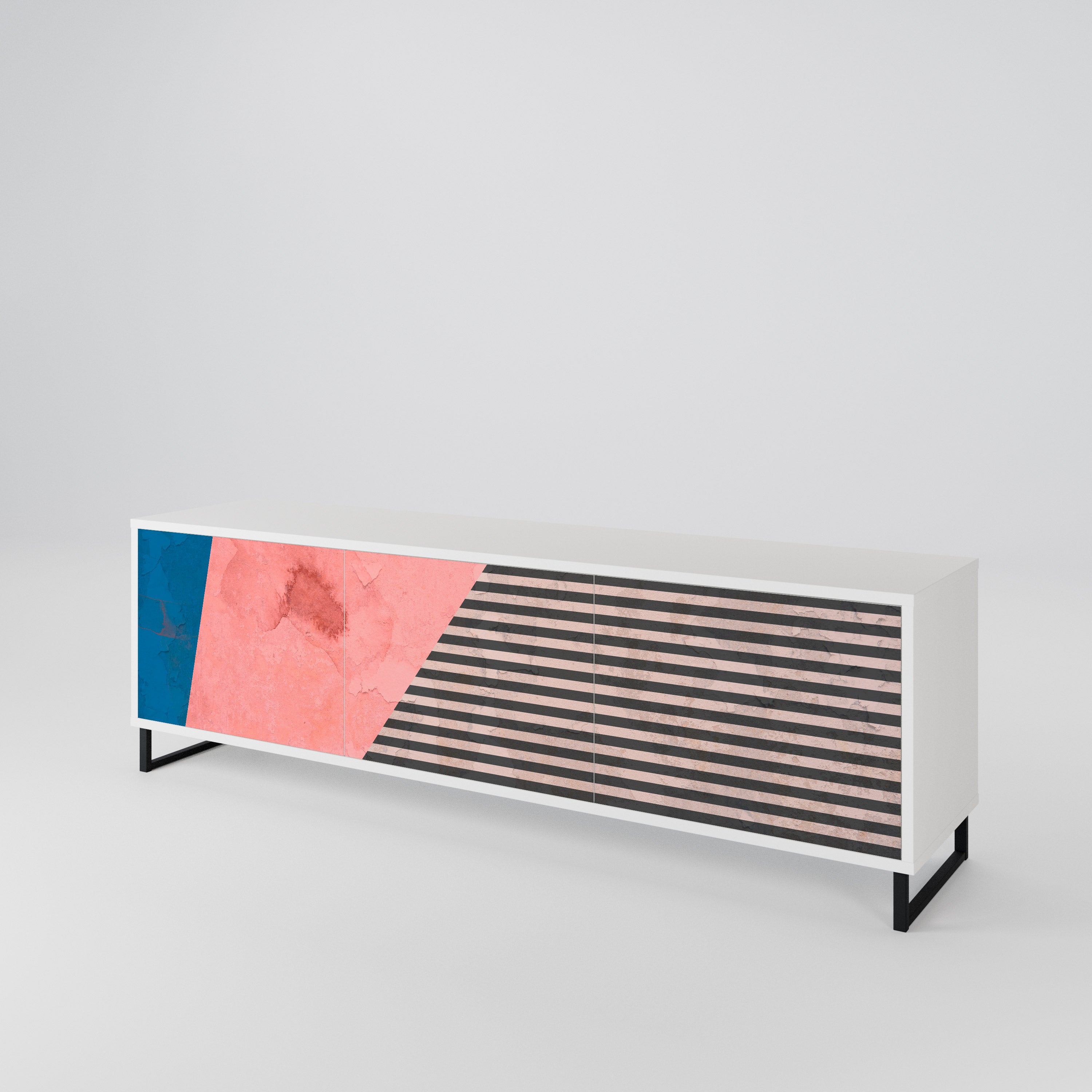 GLAMOROUS STRIPE Třídveřový TV stolek