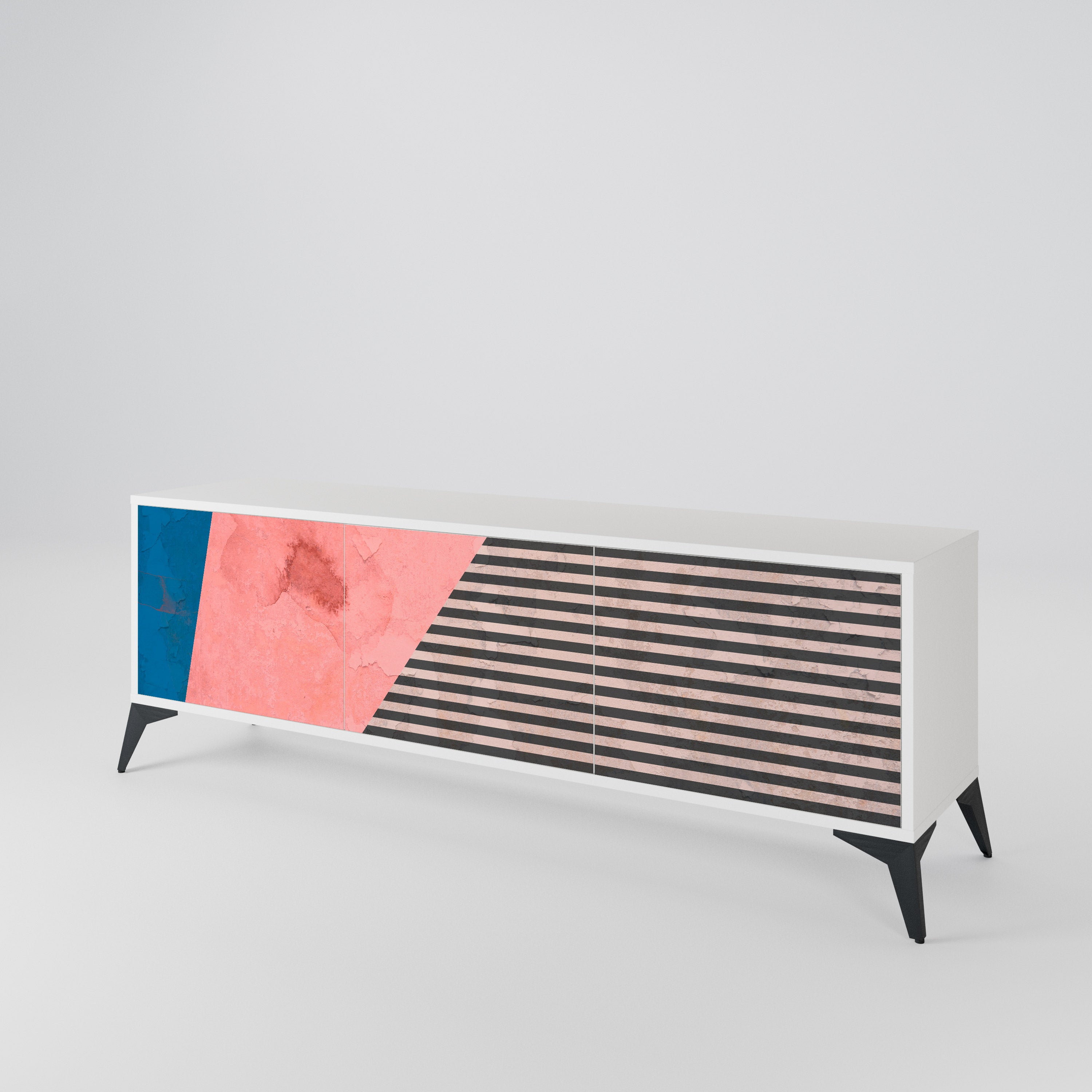 GLAMOROUS STRIPE Třídveřový TV stolek