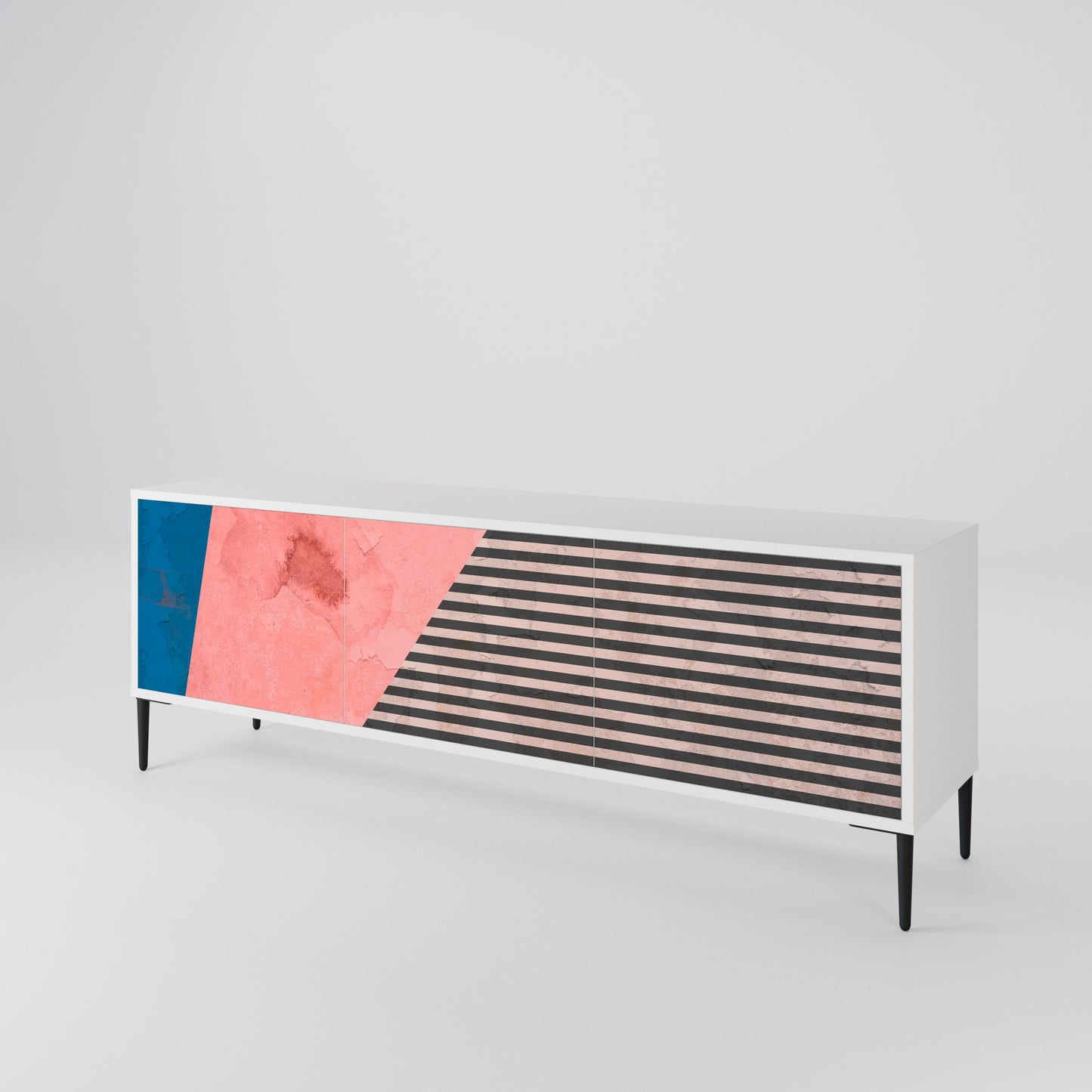 GLAMOROUS STRIPE Třídveřový TV stolek