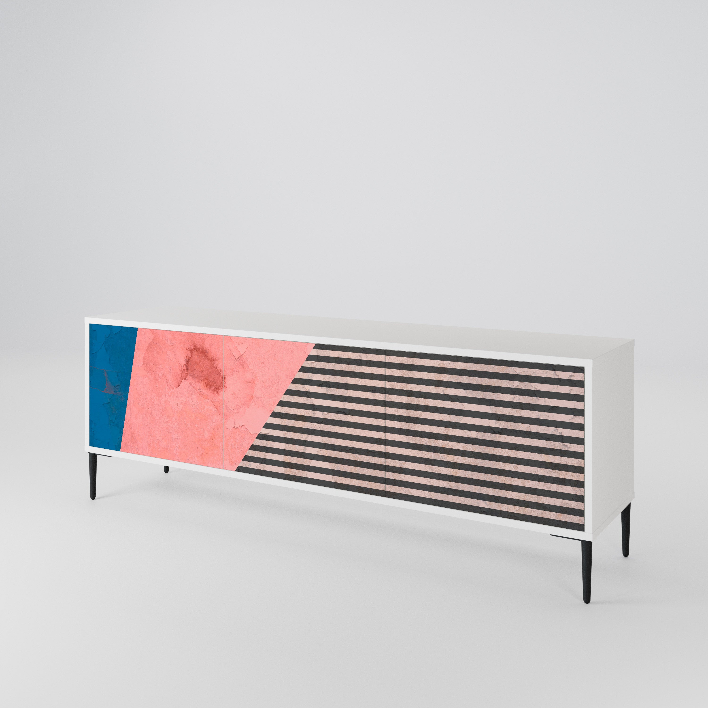 GLAMOROUS STRIPE Třídveřový TV stolek