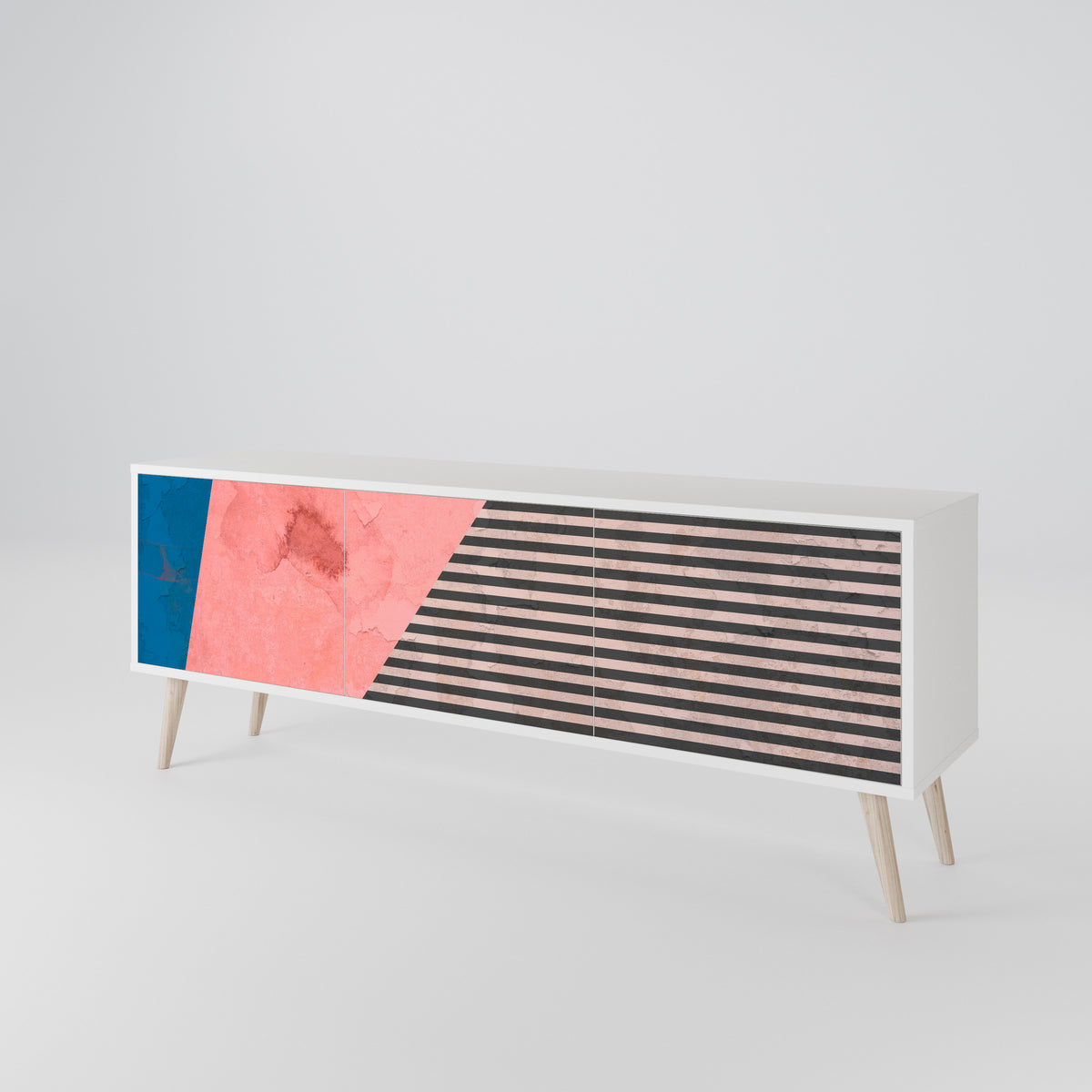 GLAMOROUS STRIPE Třídveřový TV stolek