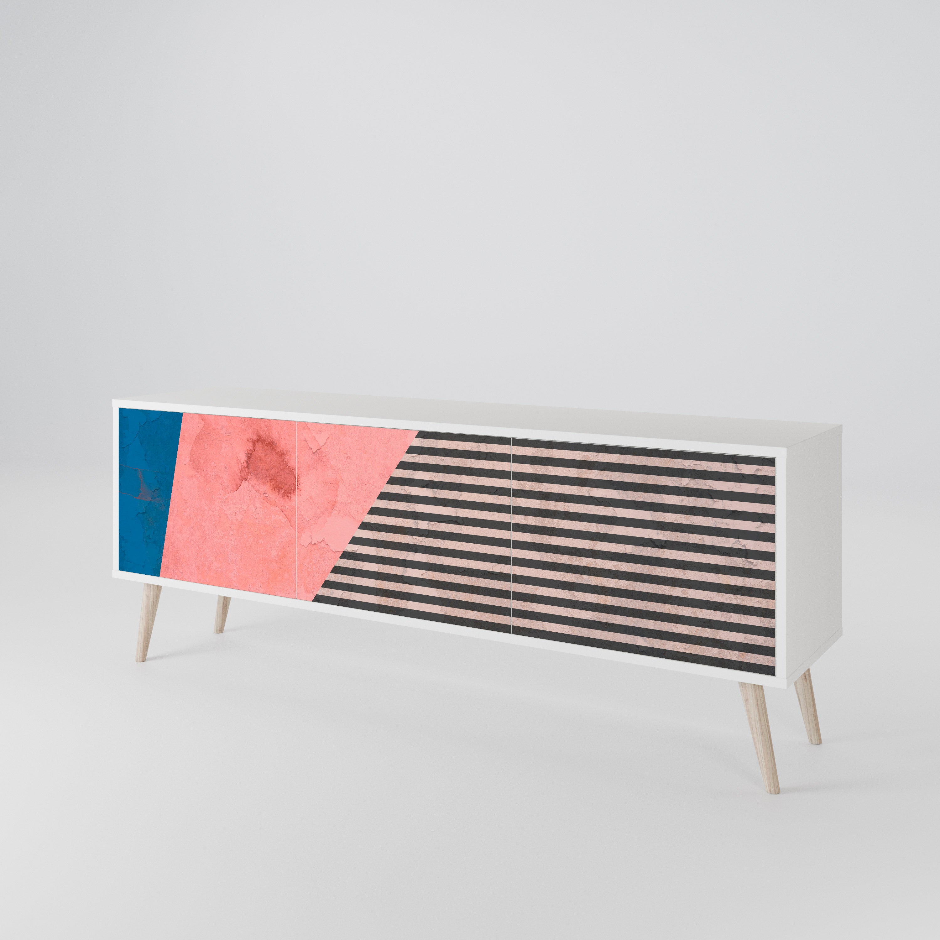 GLAMOROUS STRIPE Třídveřový TV stolek
