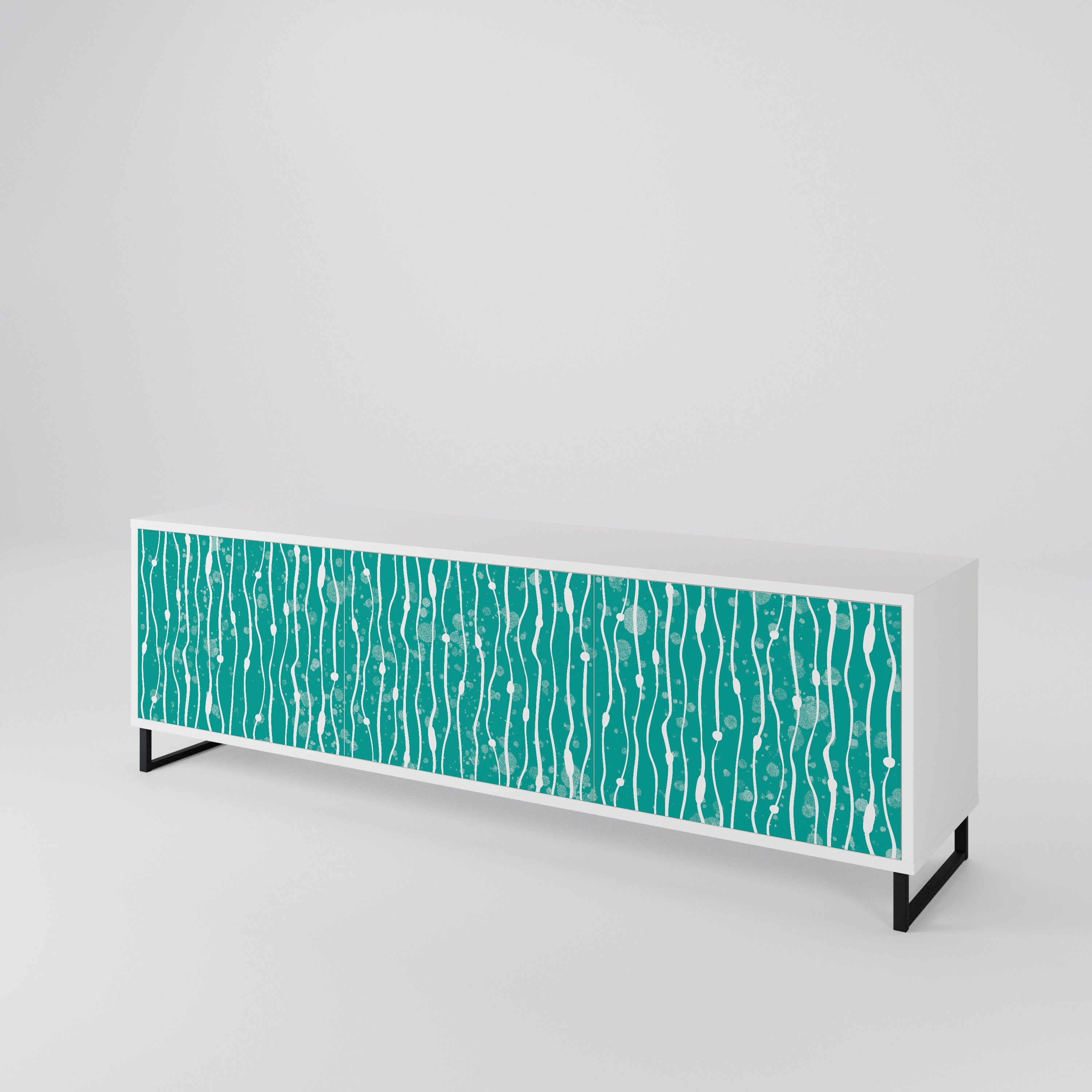 TURQUOISE RAIN Třídveřový TV stolek