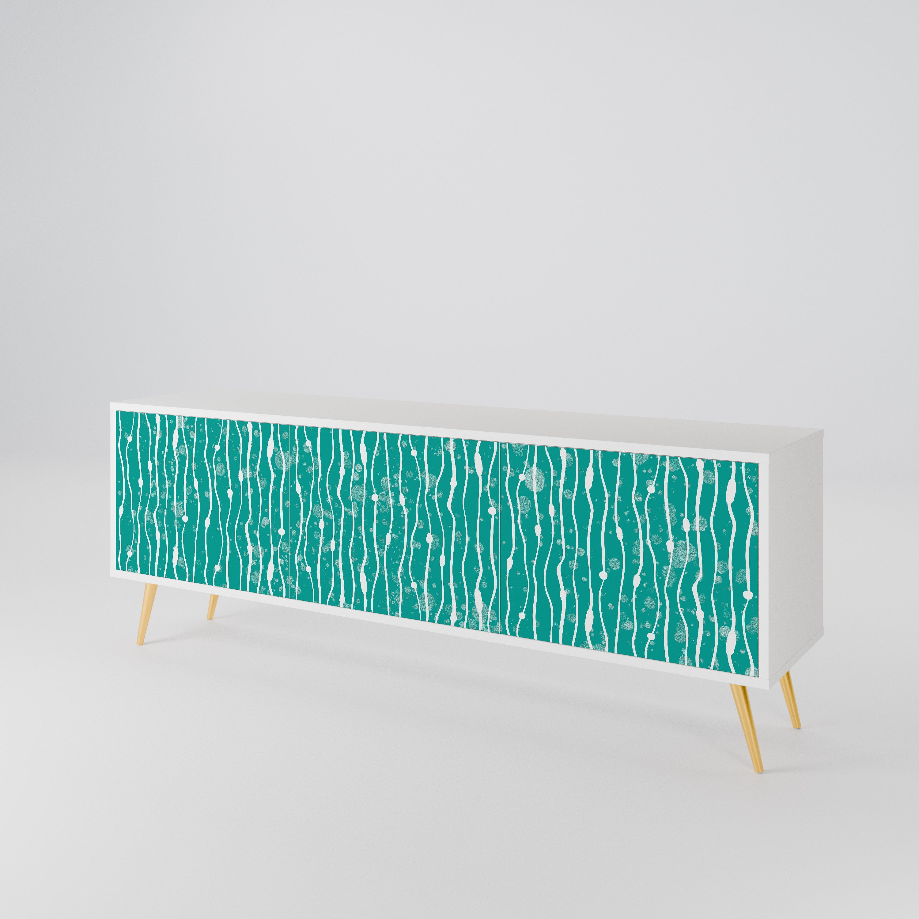 TURQUOISE RAIN Třídveřový TV stolek