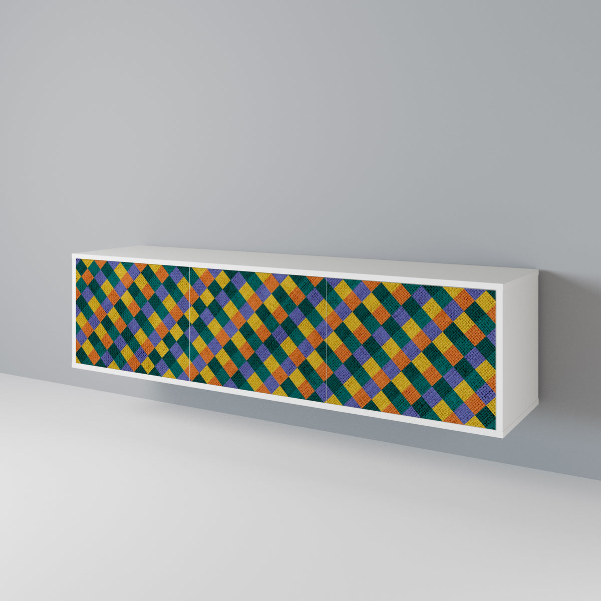 PAINTED SQUARES MIX Třídveřový TV stolek