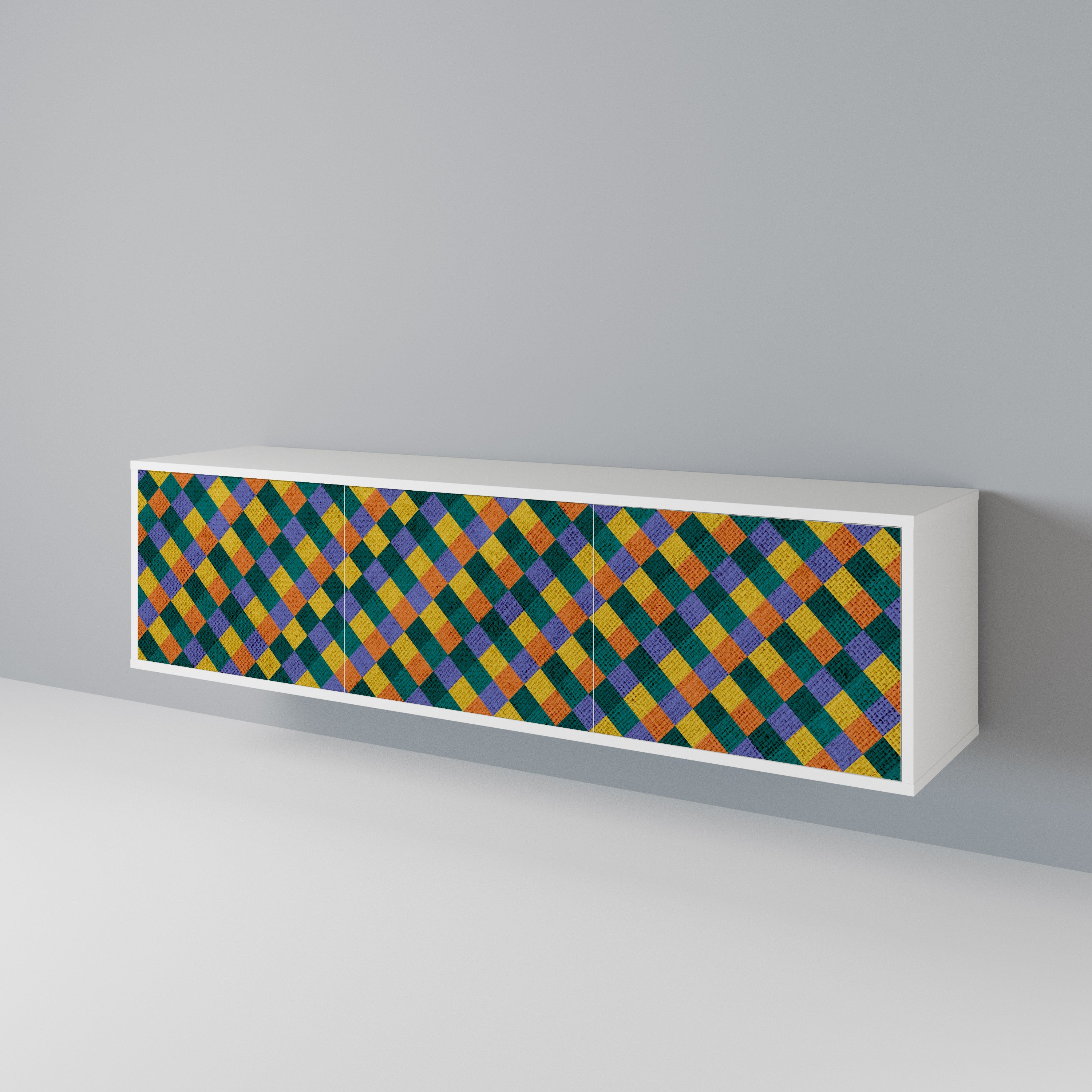 PAINTED SQUARES MIX Třídveřový TV stolek