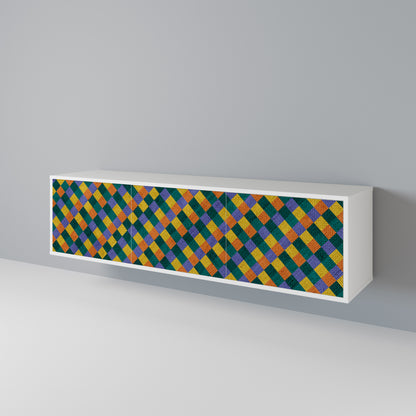 PAINTED SQUARES MIX Třídveřový TV stolek
