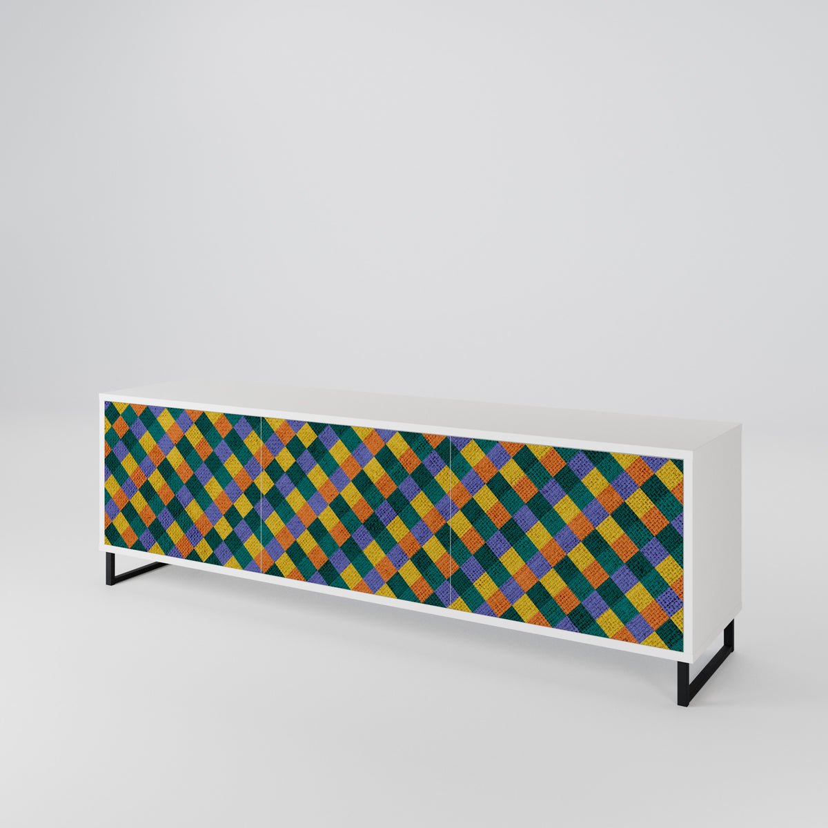 PAINTED SQUARES MIX Třídveřový TV stolek