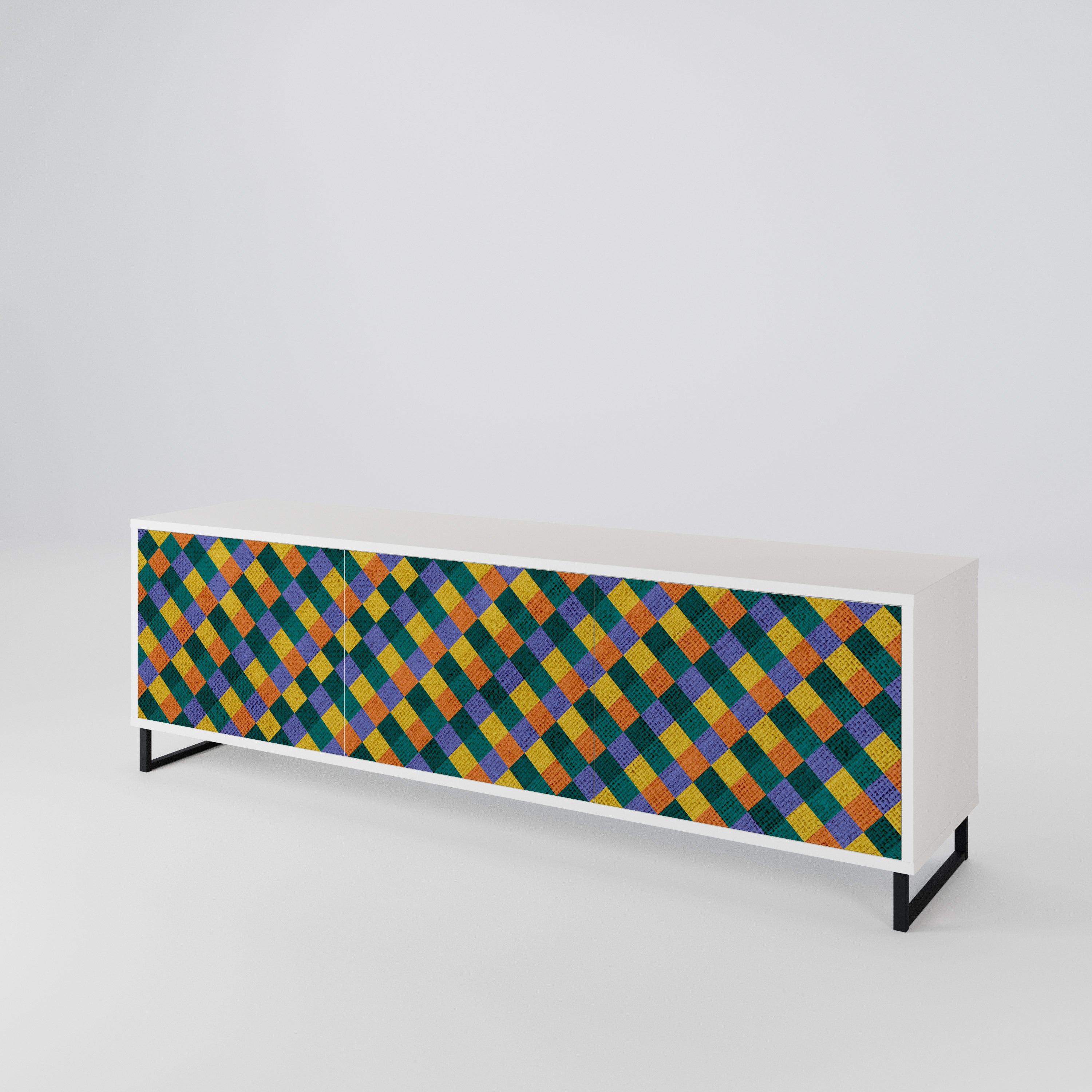 PAINTED SQUARES MIX Třídveřový TV stolek