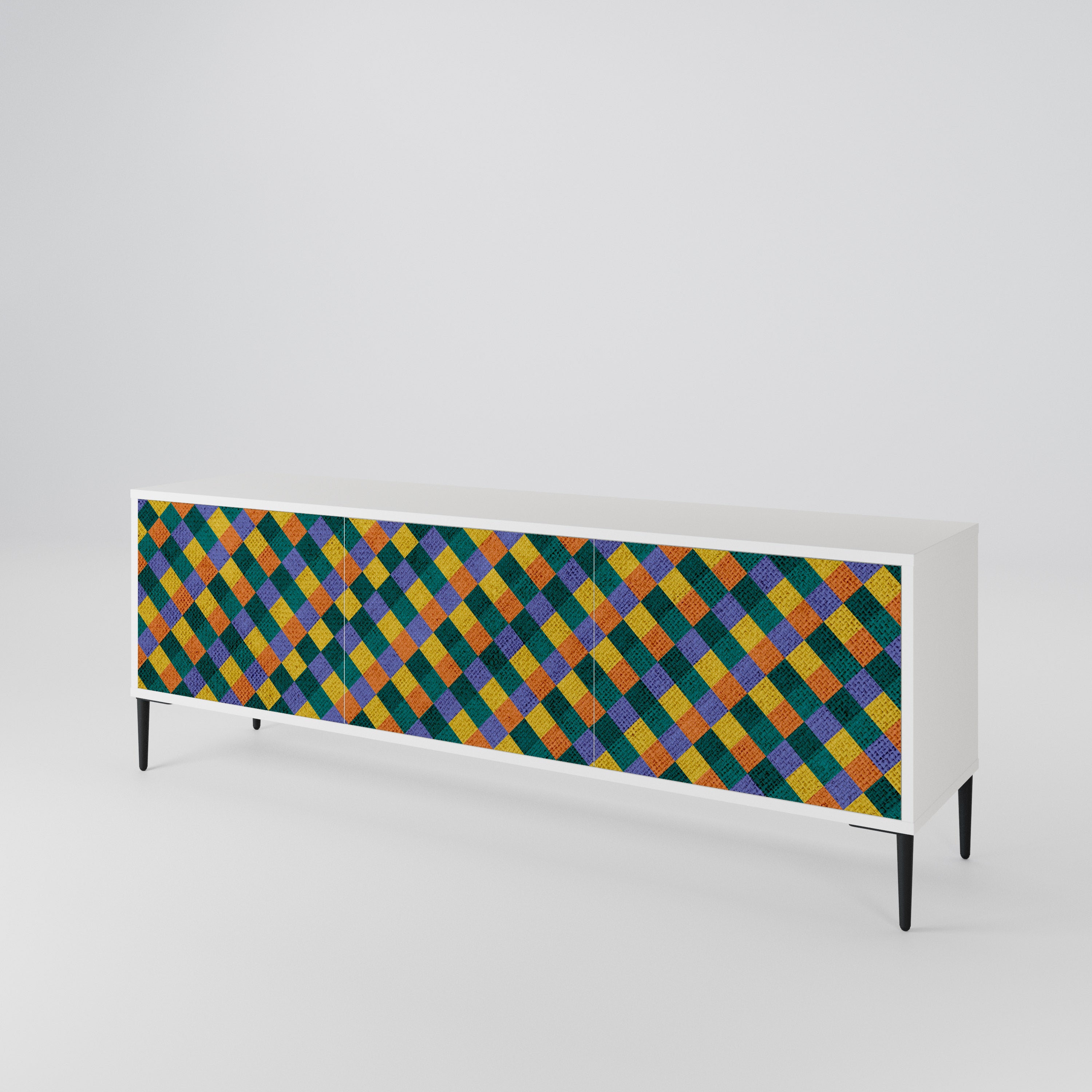 PAINTED SQUARES MIX Třídveřový TV stolek
