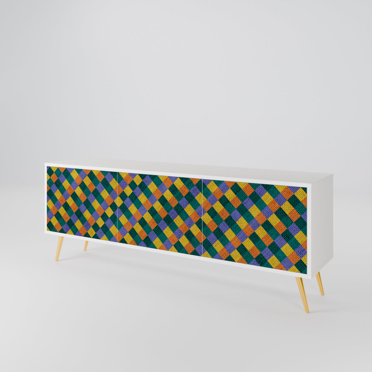 PAINTED SQUARES MIX Třídveřový TV stolek