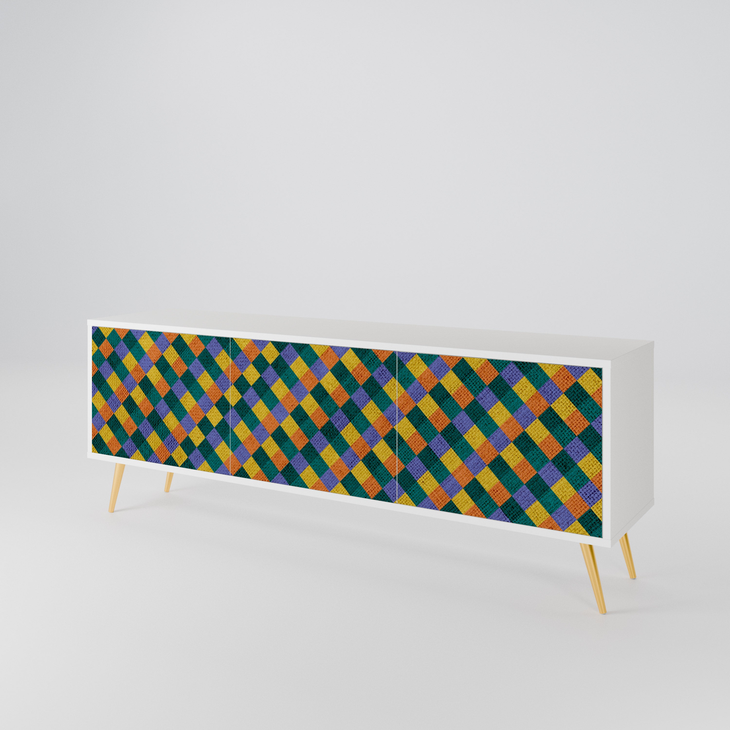PAINTED SQUARES MIX Třídveřový TV stolek