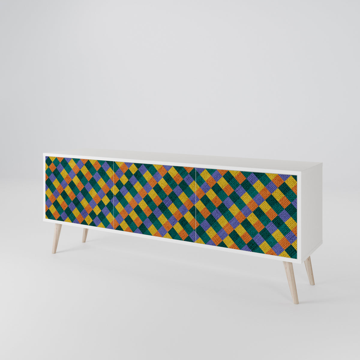 PAINTED SQUARES MIX Třídveřový TV stolek