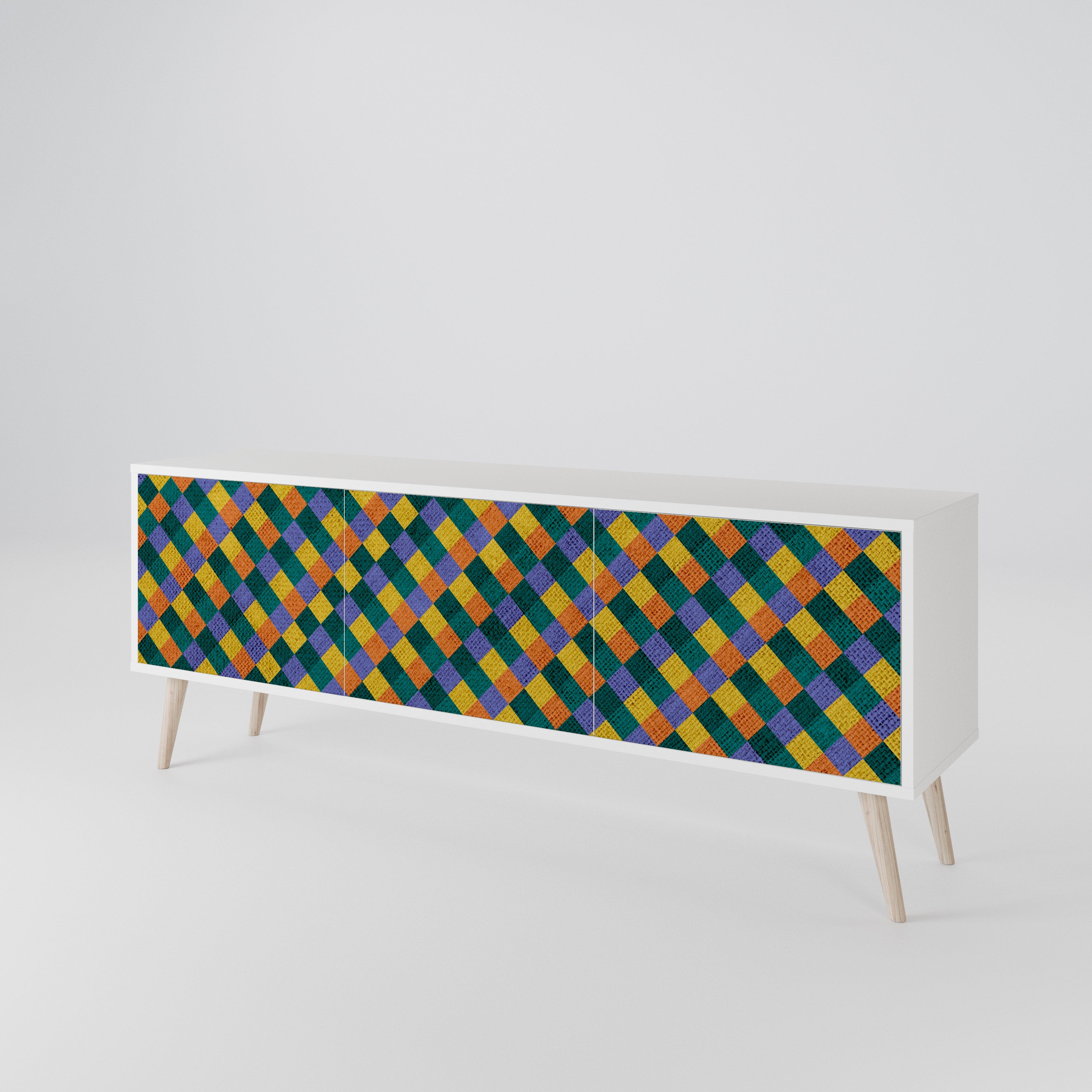 PAINTED SQUARES MIX Třídveřový TV stolek