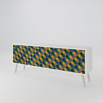 PAINTED SQUARES MIX Třídveřový TV stolek