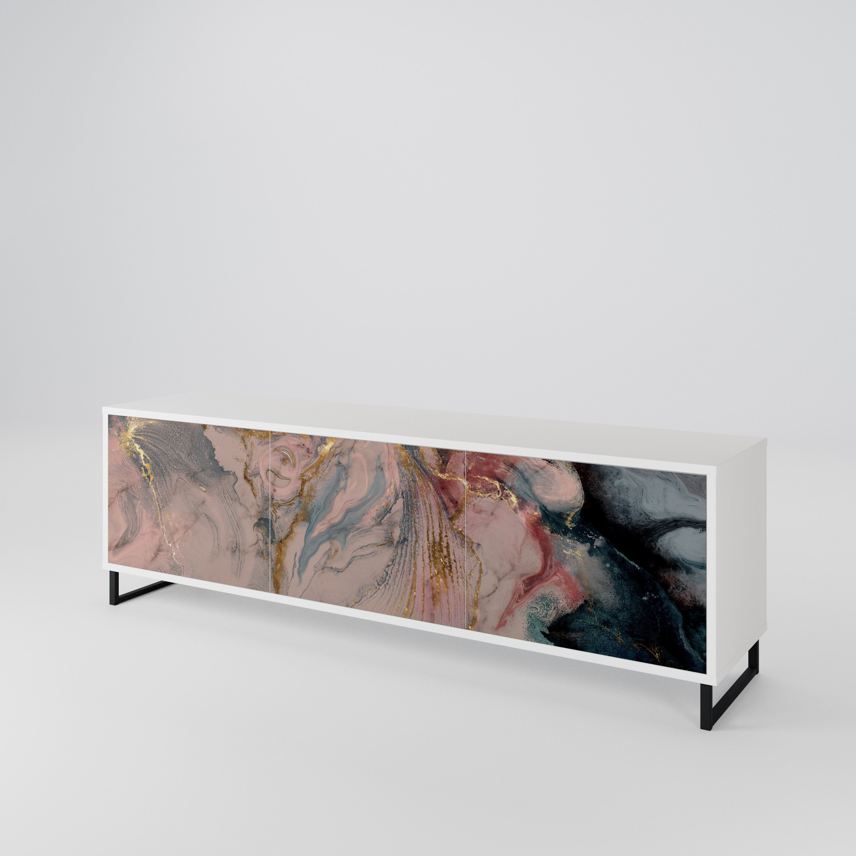 GILDED SWIRLS Třídveřový TV stolek