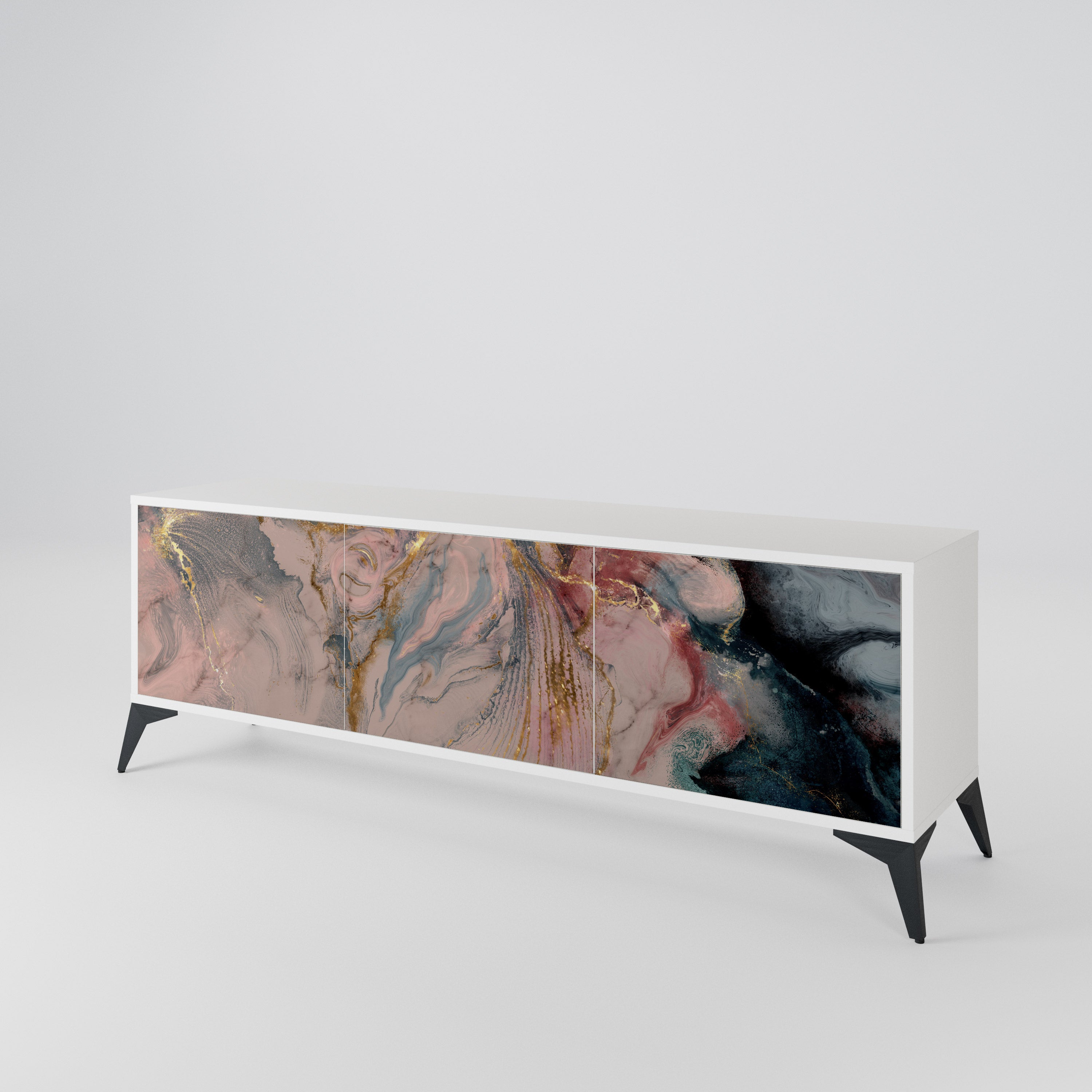 GILDED SWIRLS Třídveřový TV stolek