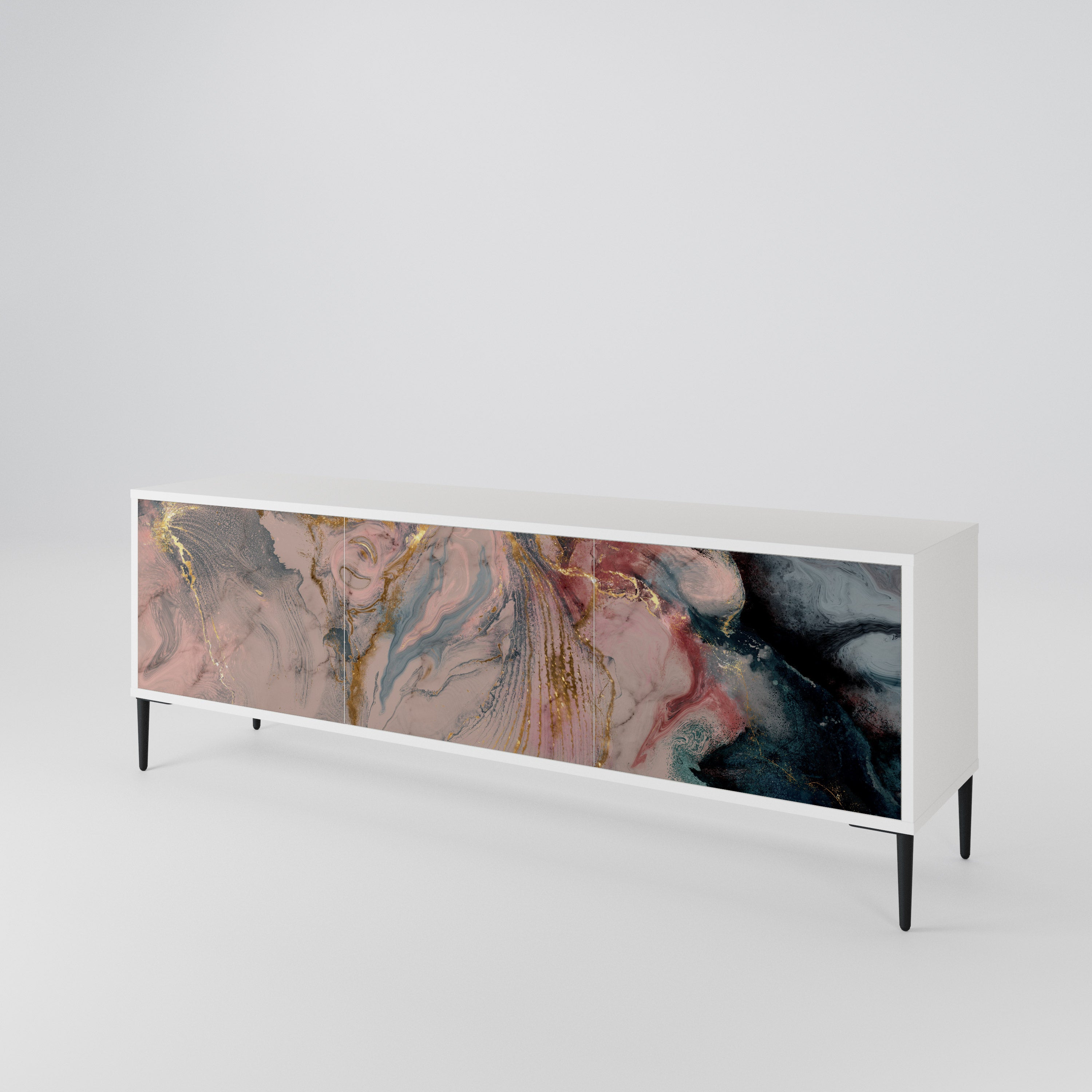 GILDED SWIRLS Třídveřový TV stolek