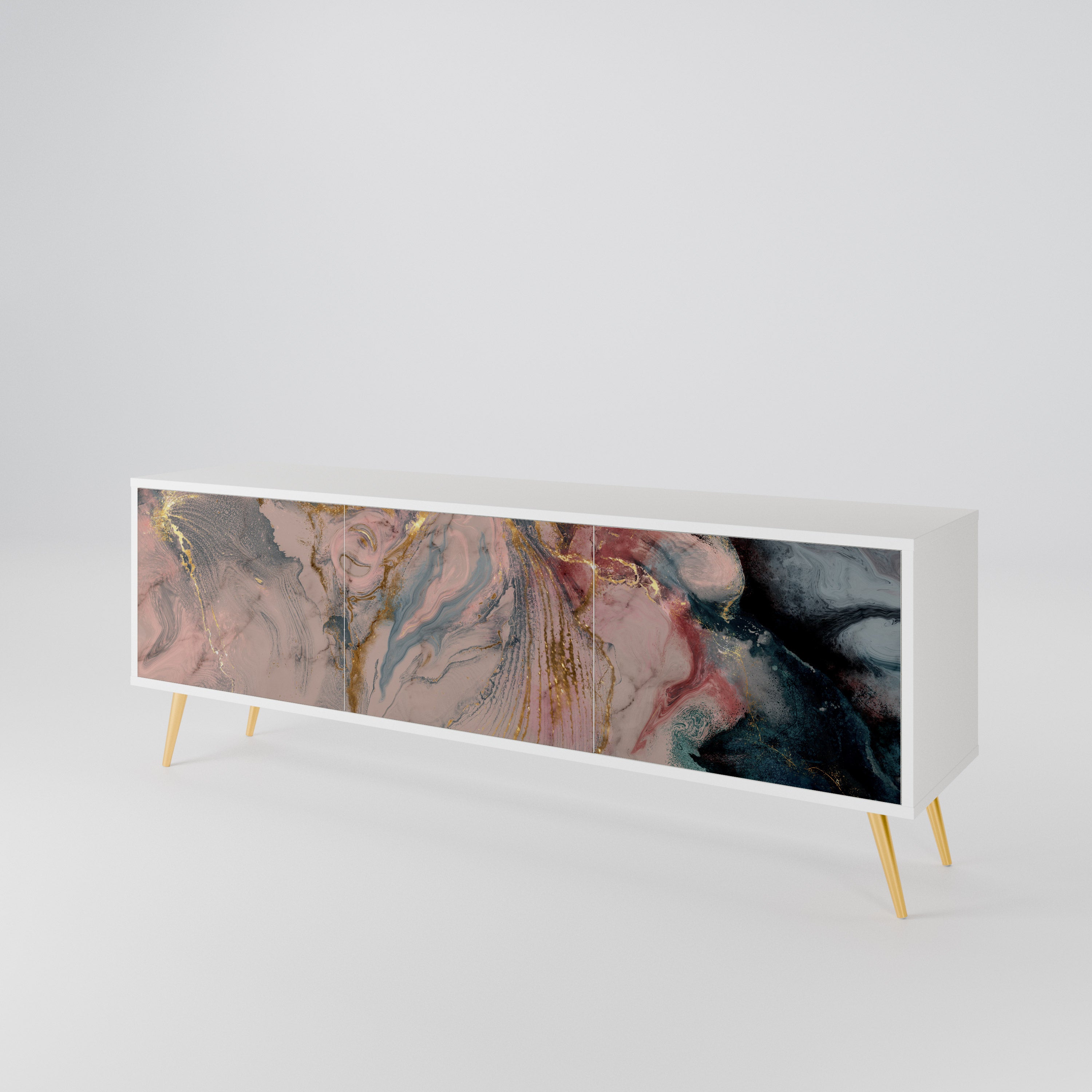GILDED SWIRLS Třídveřový TV stolek