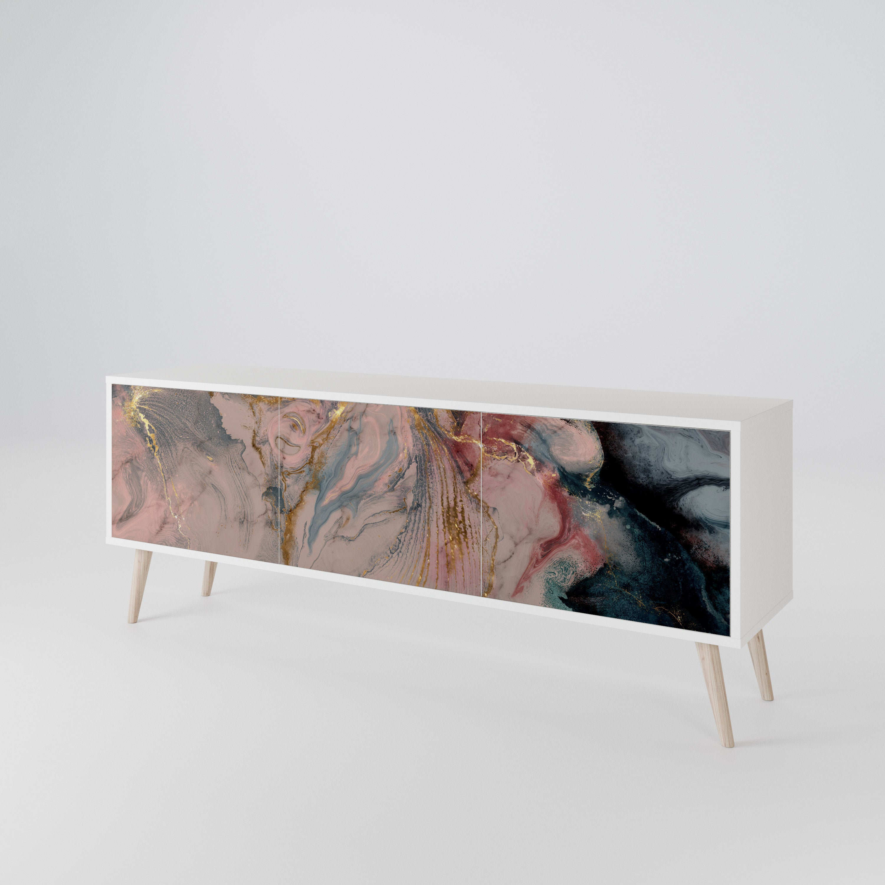 GILDED SWIRLS Třídveřový TV stolek