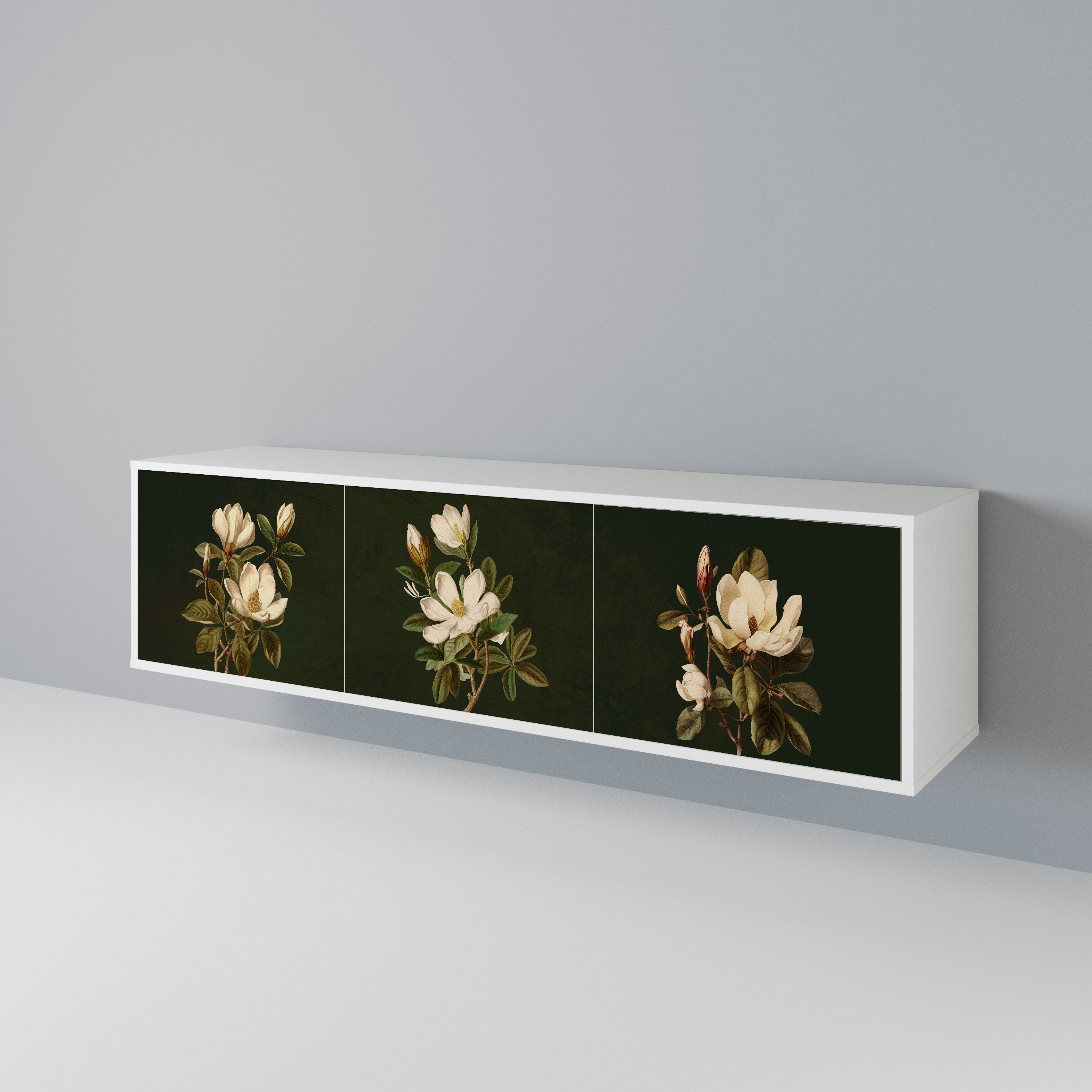 FLORAL NOIR Třídveřový TV stolek