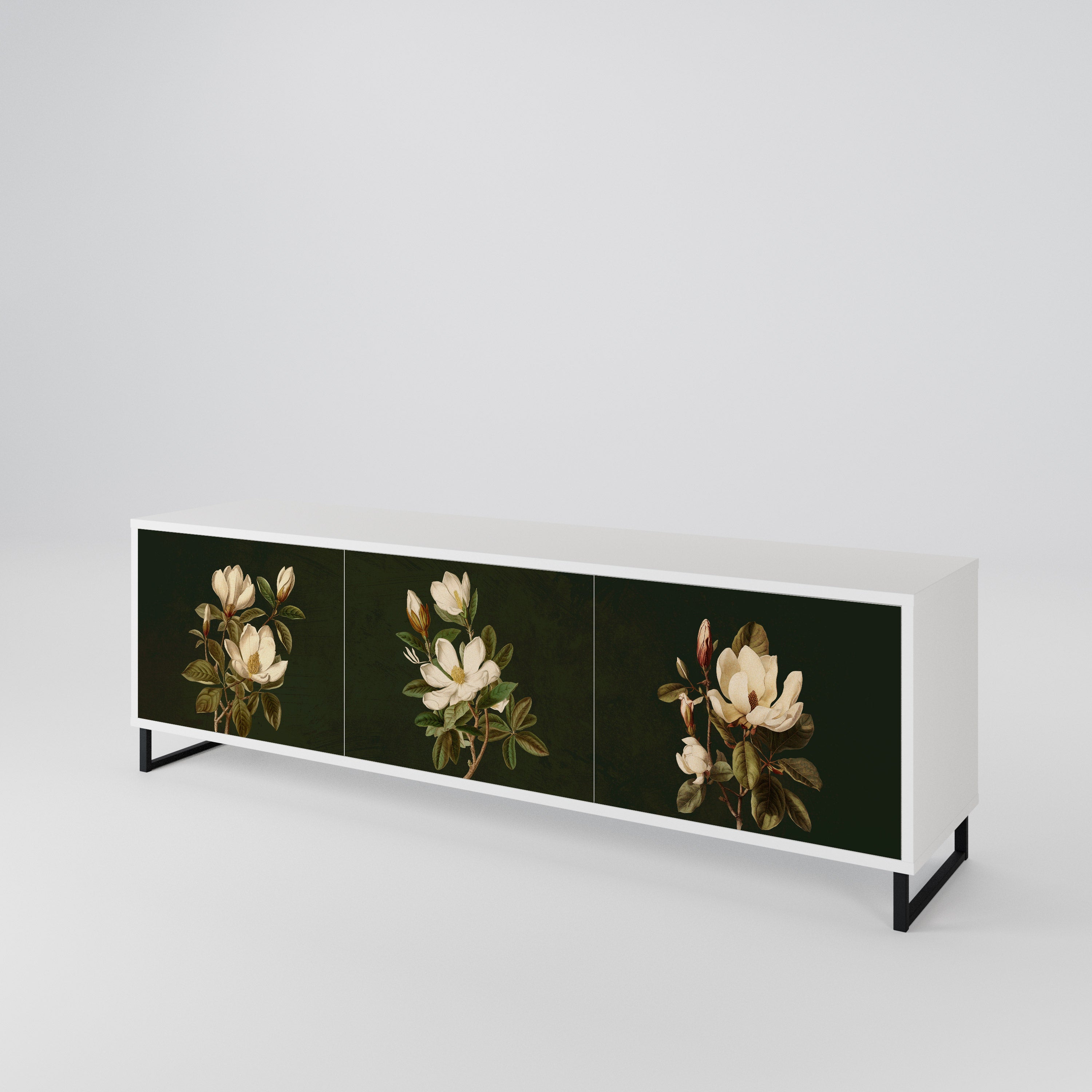 FLORAL NOIR Třídveřový TV stolek