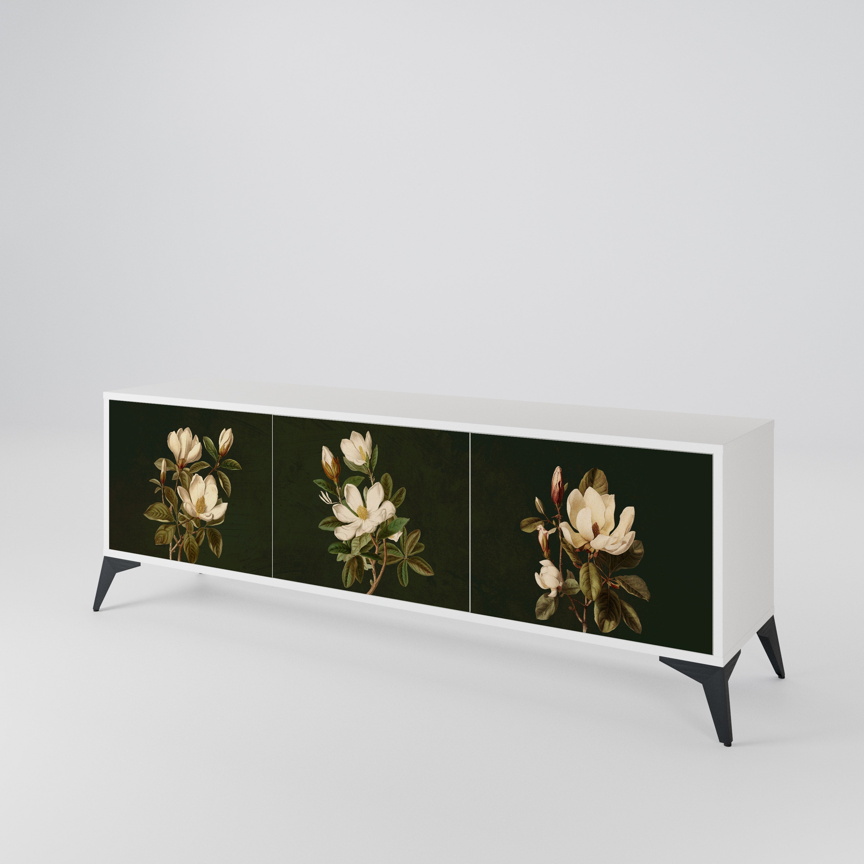 FLORAL NOIR Třídveřový TV stolek