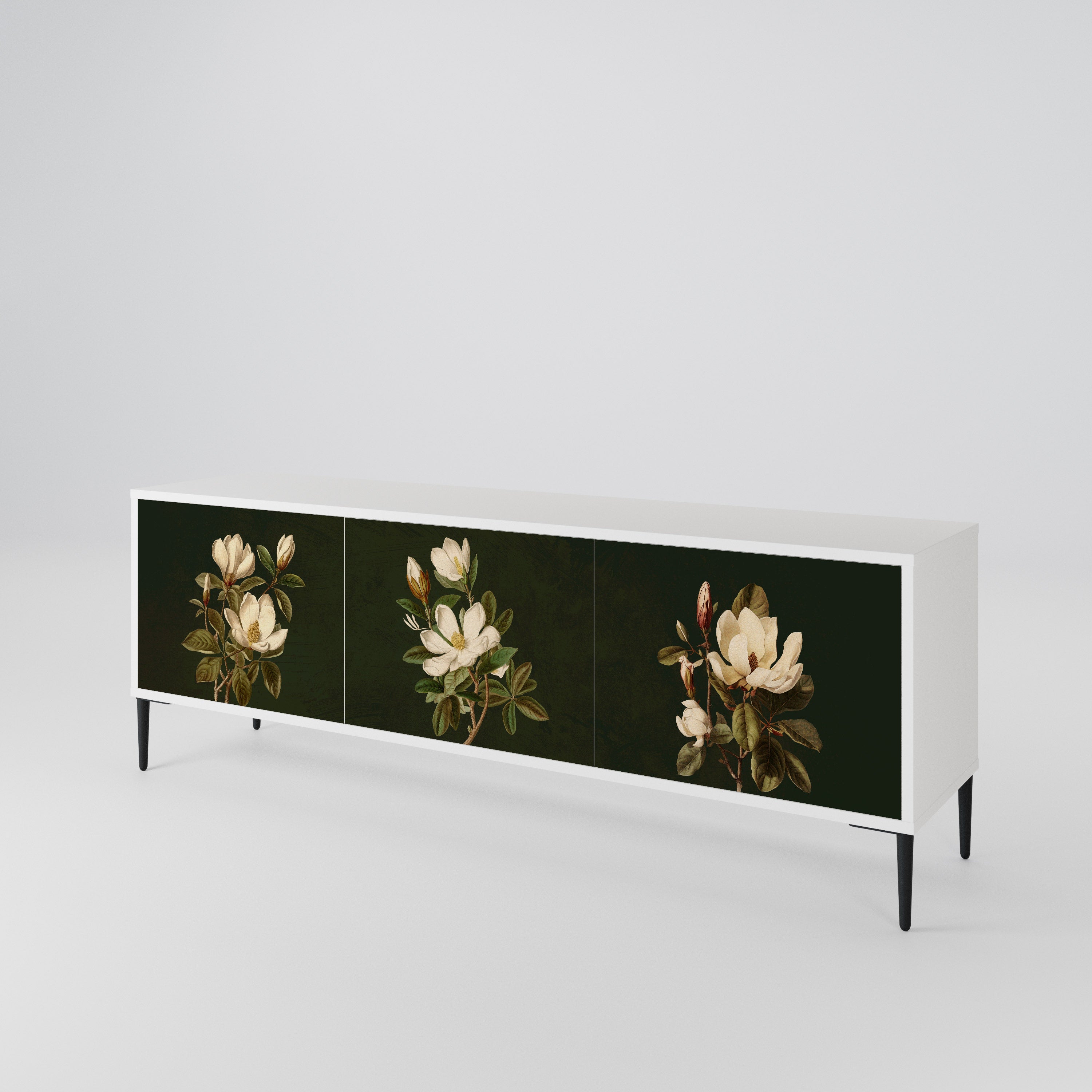 FLORAL NOIR Třídveřový TV stolek