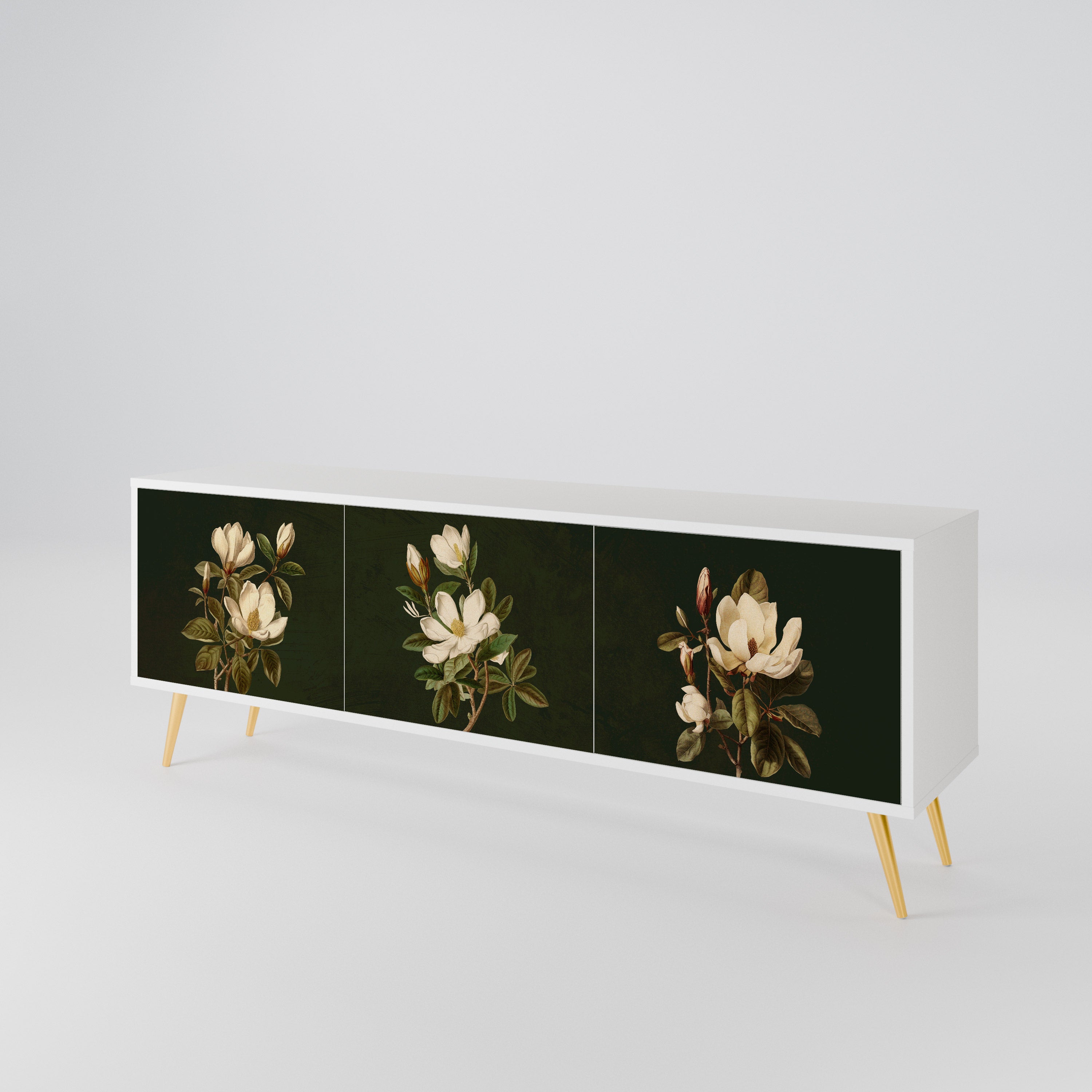 FLORAL NOIR Třídveřový TV stolek