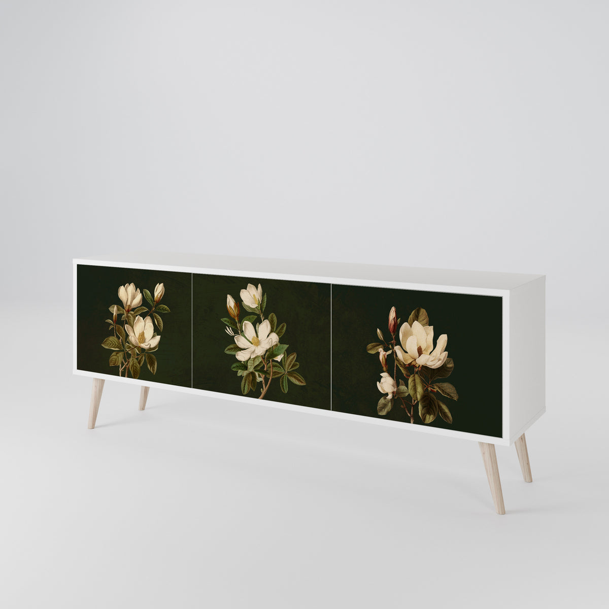 FLORAL NOIR Třídveřový TV stolek