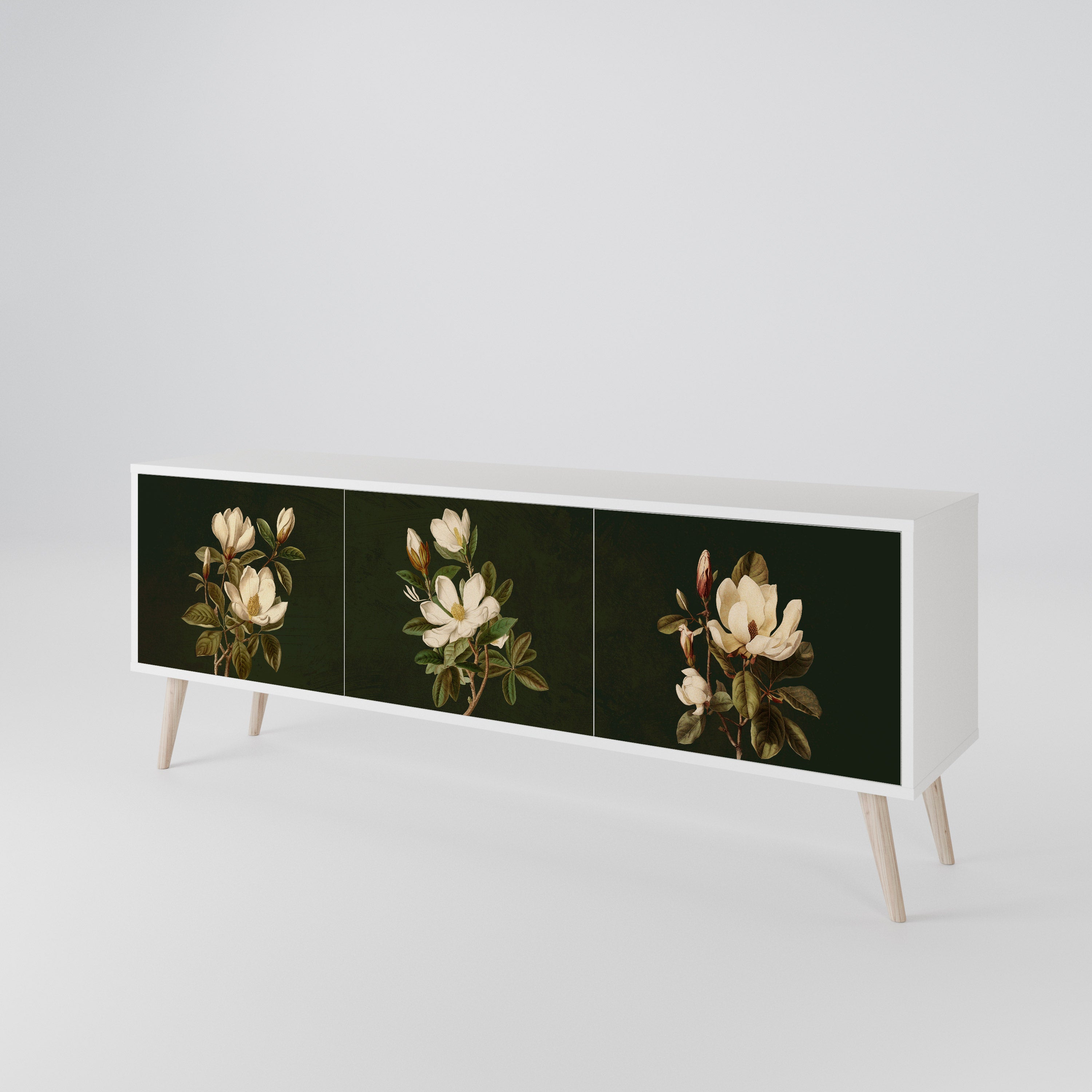 FLORAL NOIR Třídveřový TV stolek