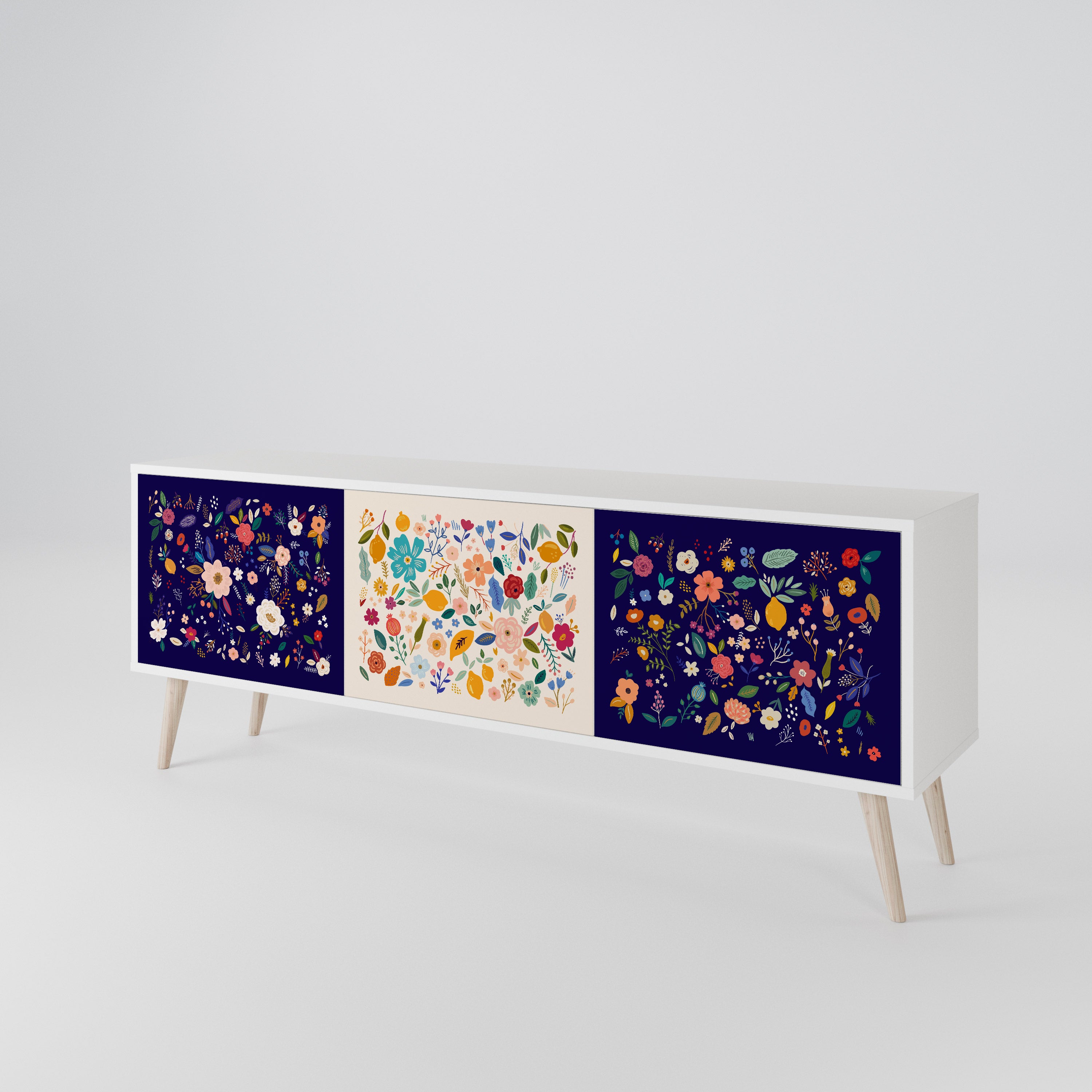 FLORAL COMBINATION Třídveřový TV stolek