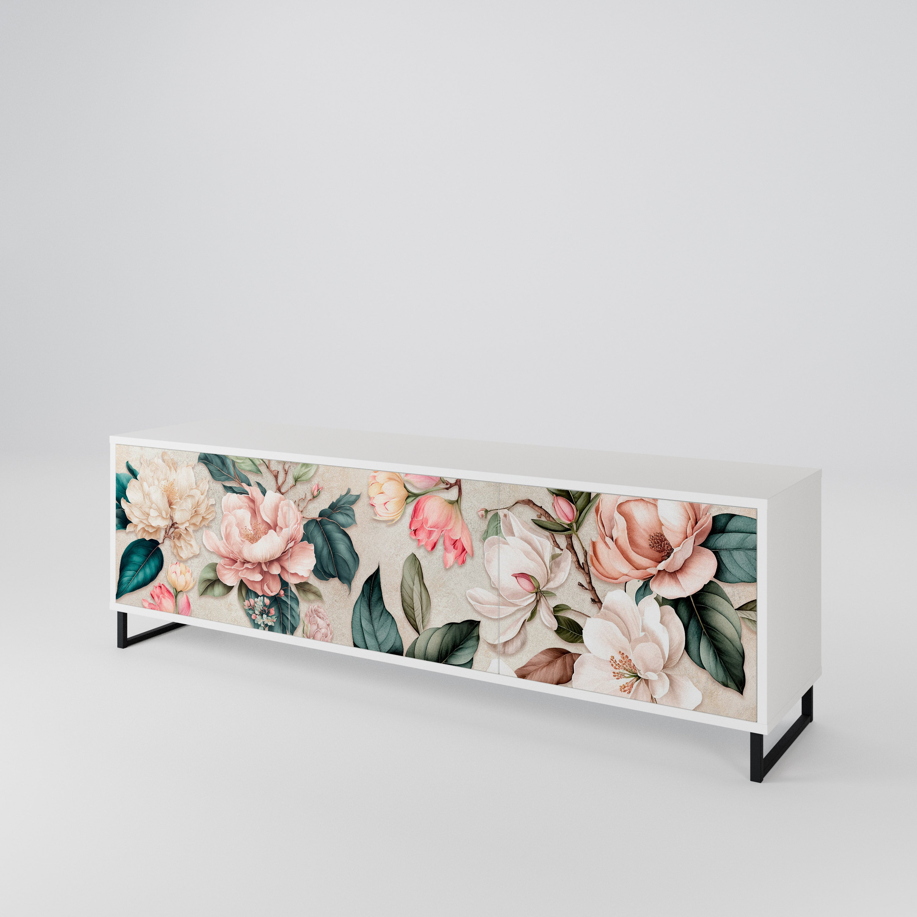 FLORAL GRACE Třídveřový TV stolek