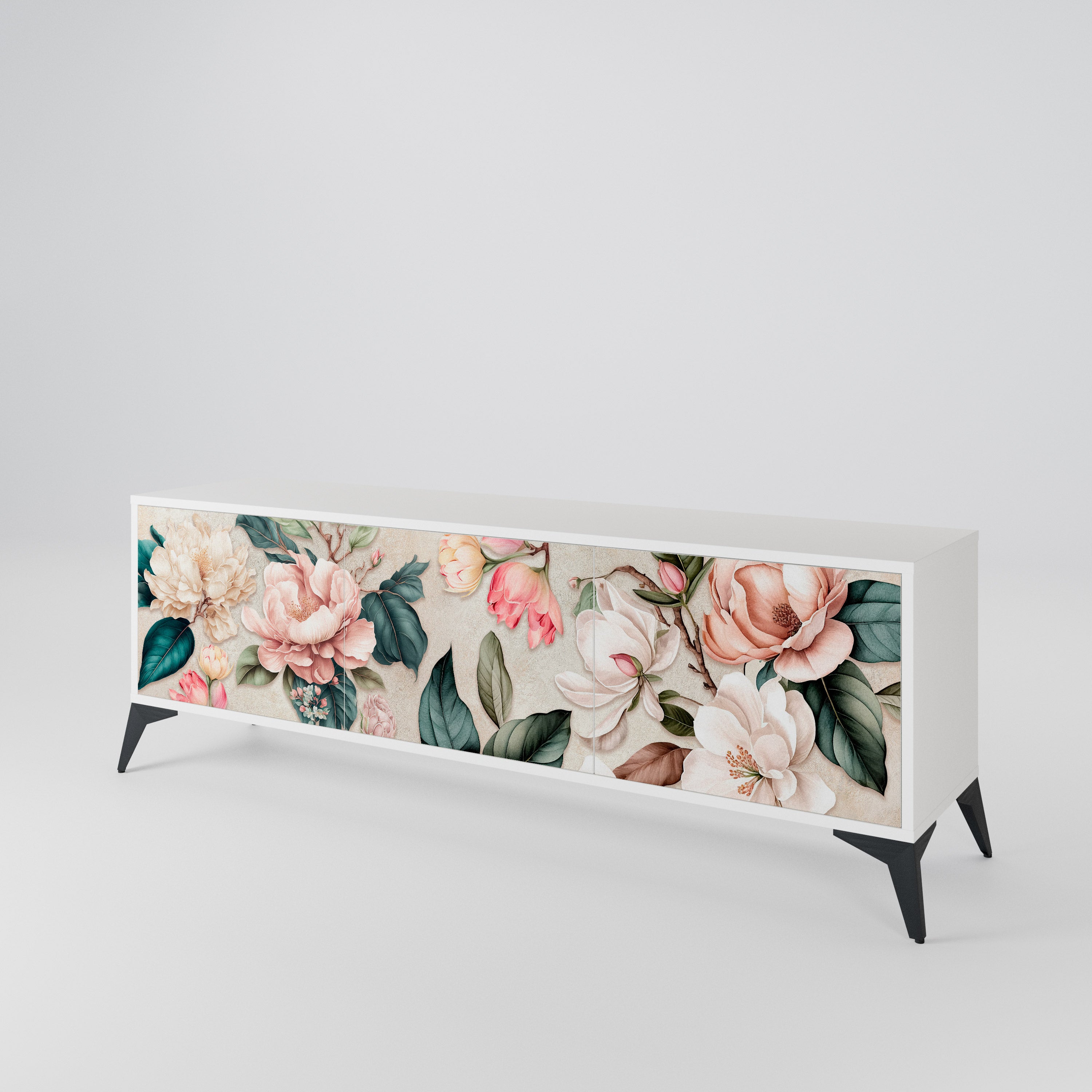 FLORAL GRACE Třídveřový TV stolek