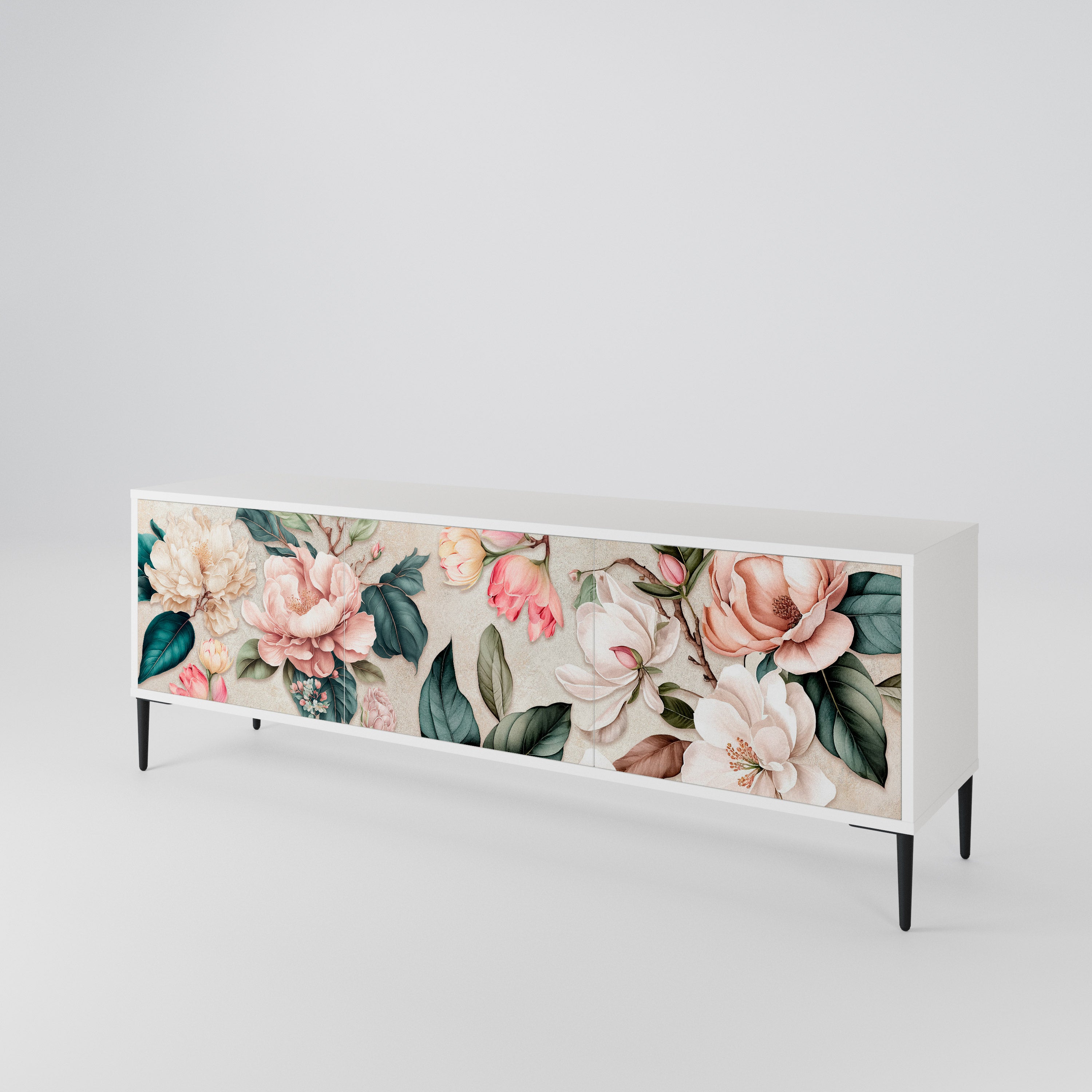 FLORAL GRACE Třídveřový TV stolek