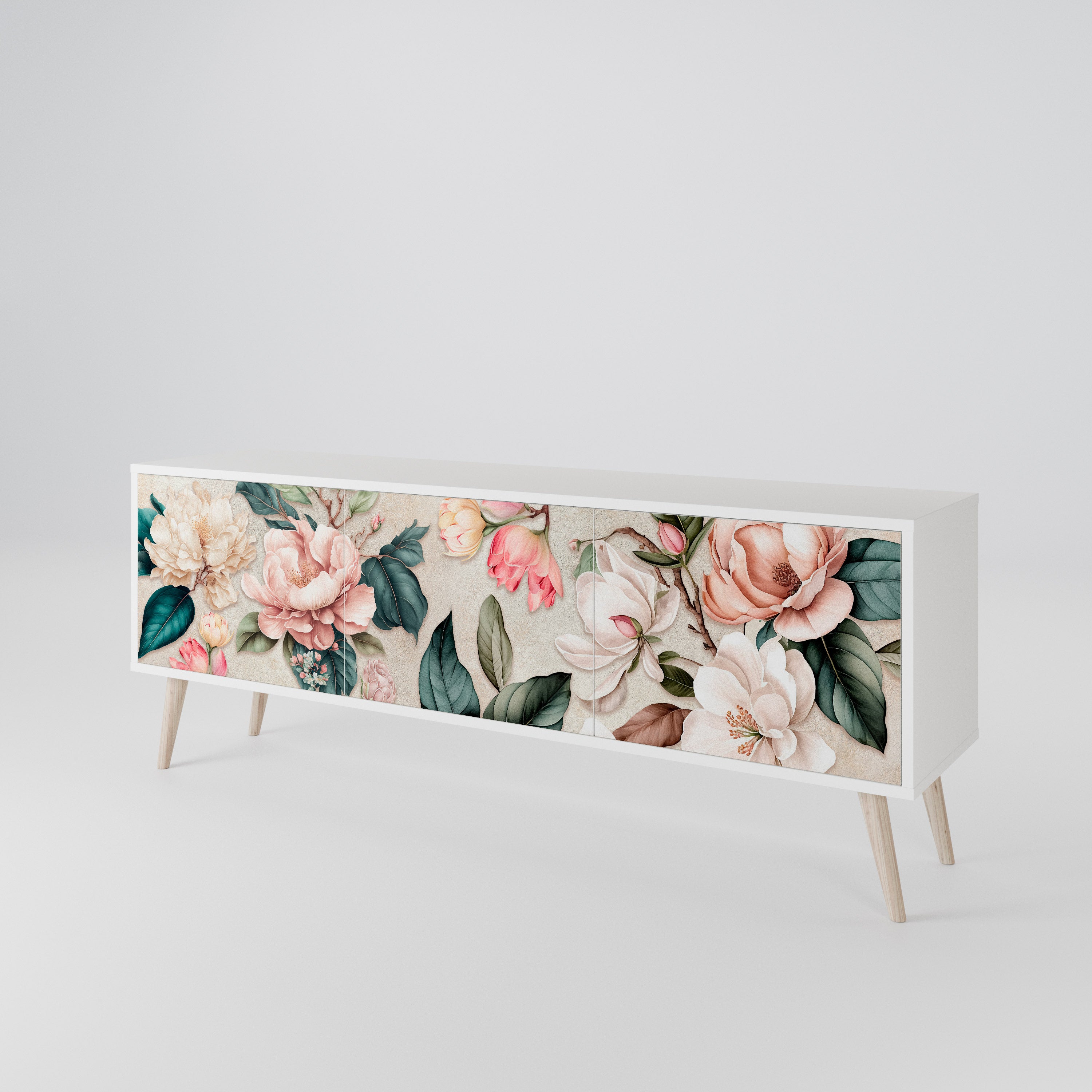 FLORAL GRACE Třídveřový TV stolek