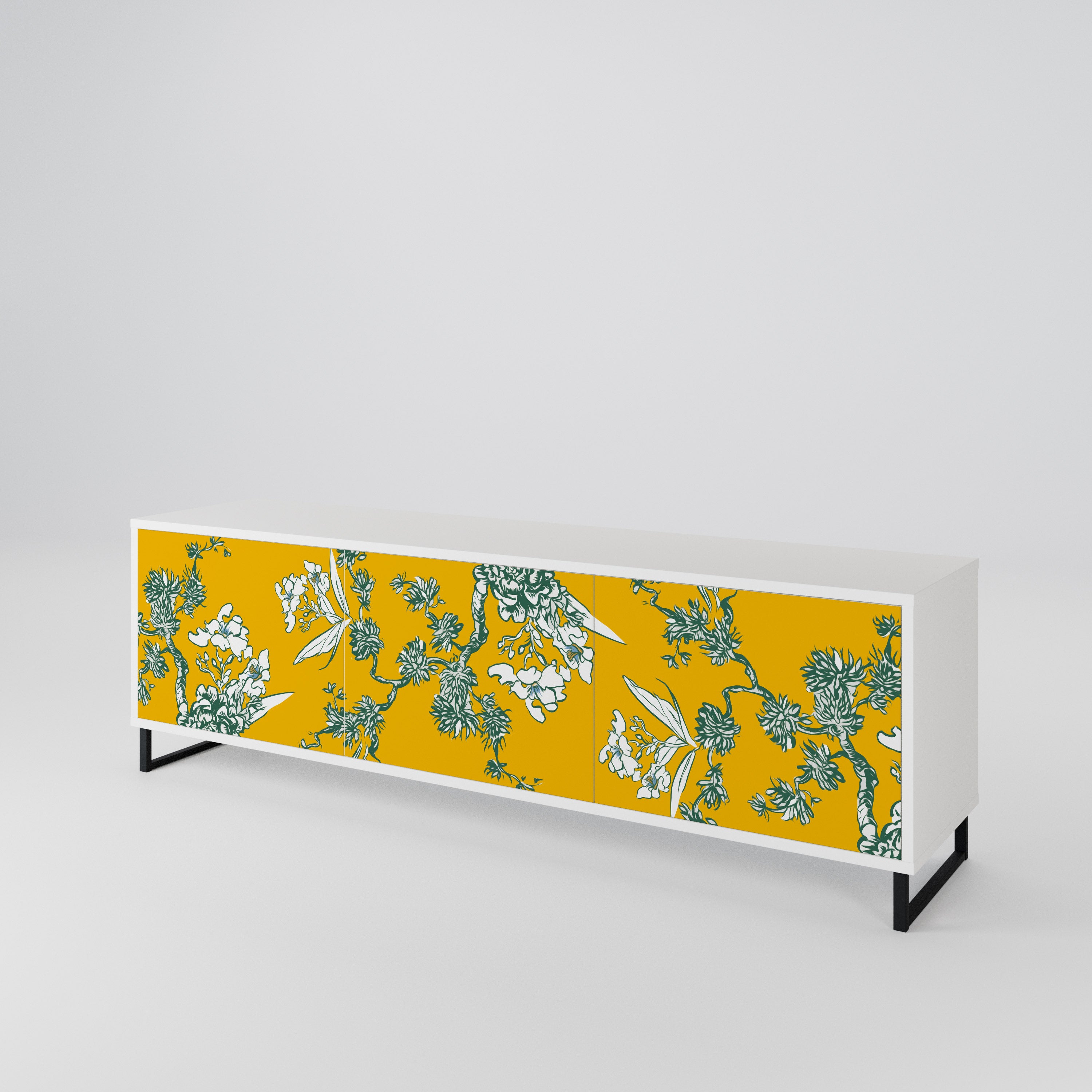 YELLOW CHINOISERIE Třídveřový TV stolek