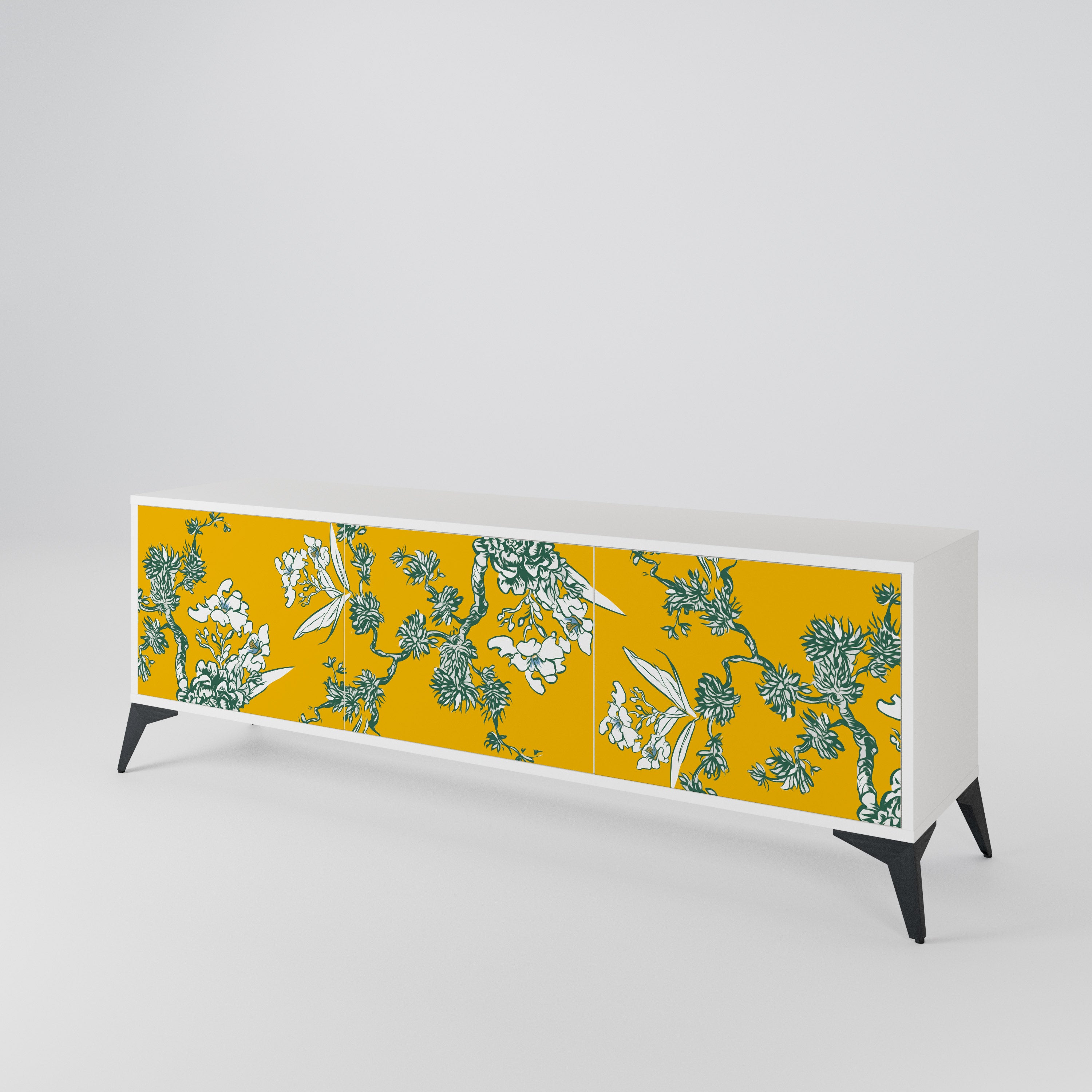YELLOW CHINOISERIE Třídveřový TV stolek