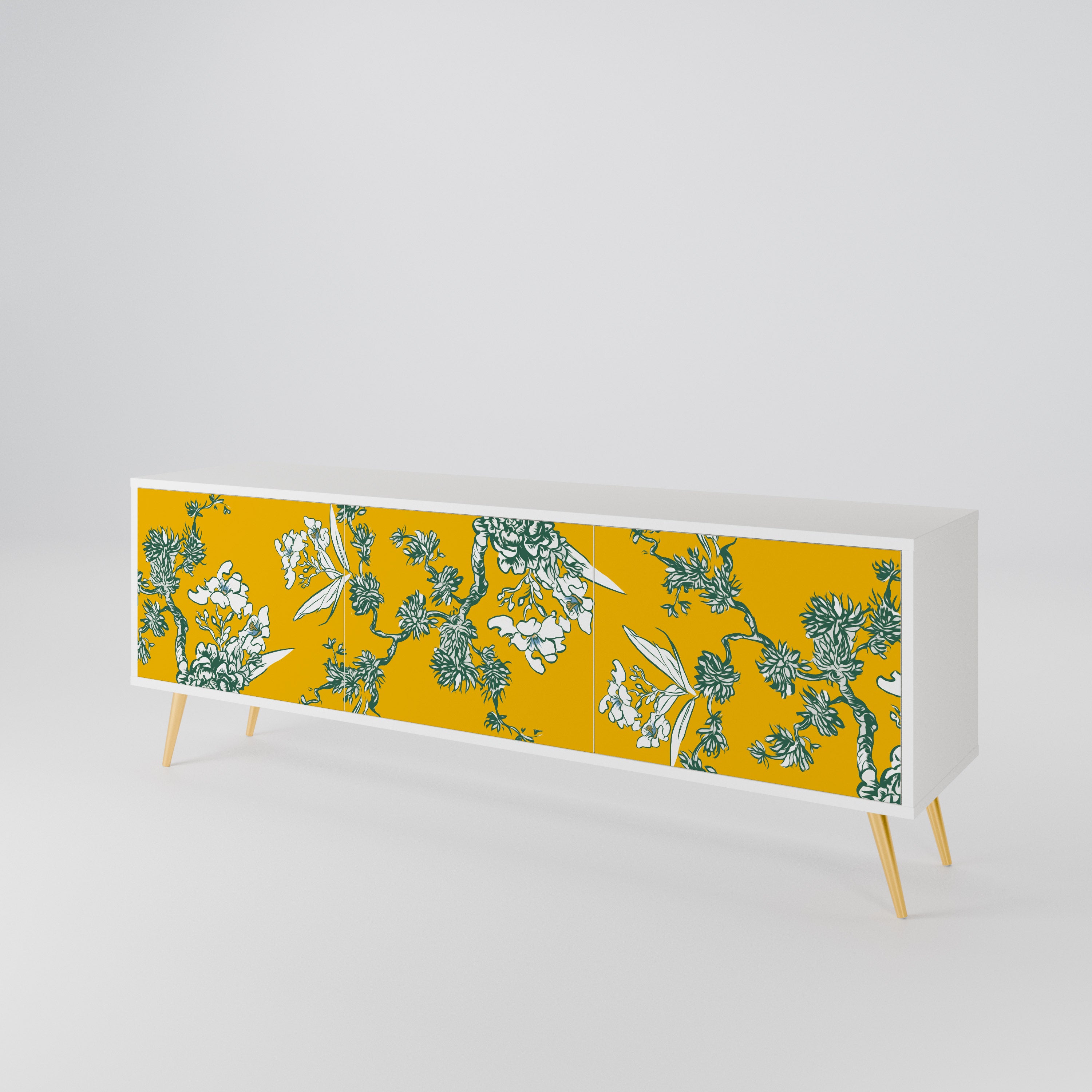YELLOW CHINOISERIE Třídveřový TV stolek