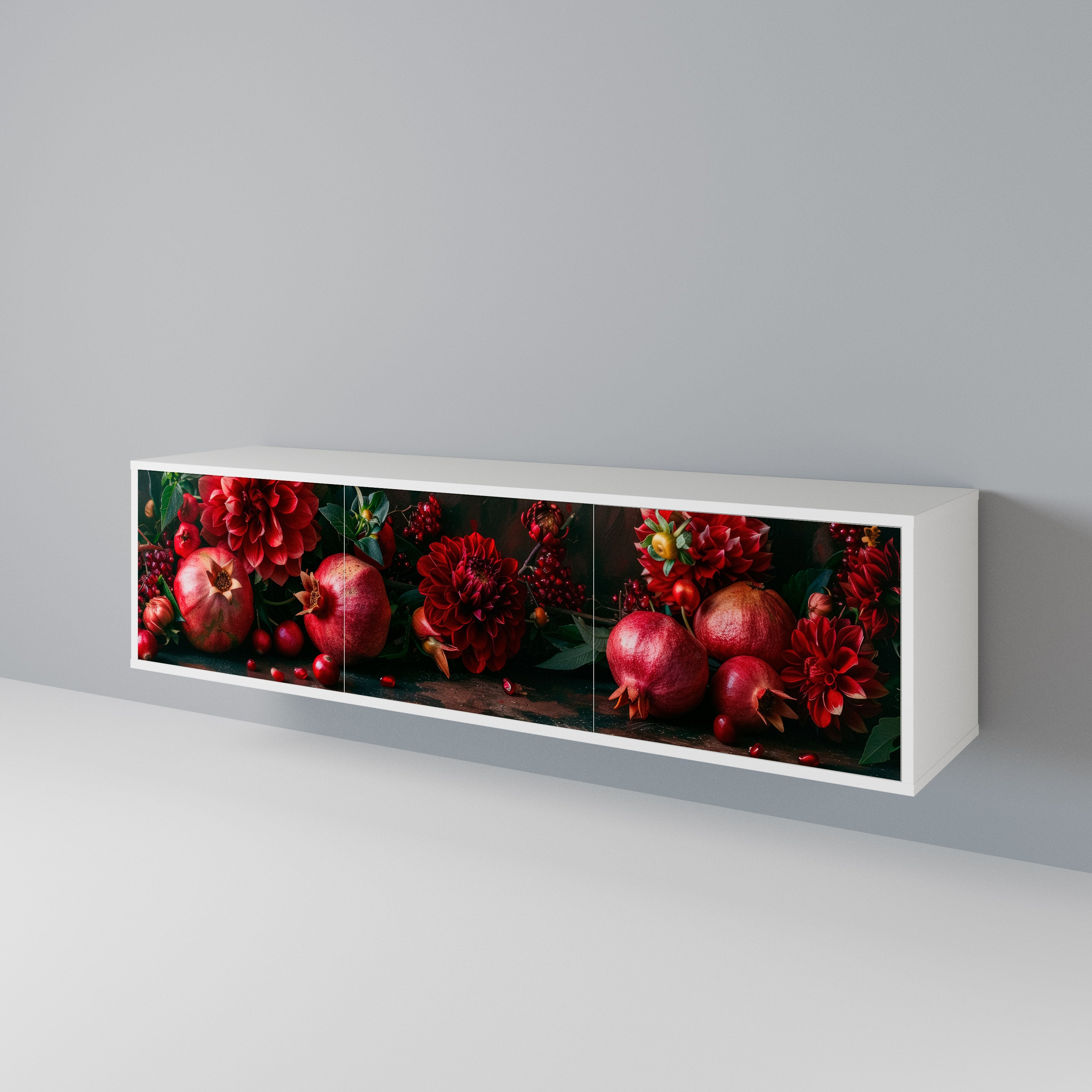 DAHLIAS AND POMEGRANATES Třídveřový TV stolek