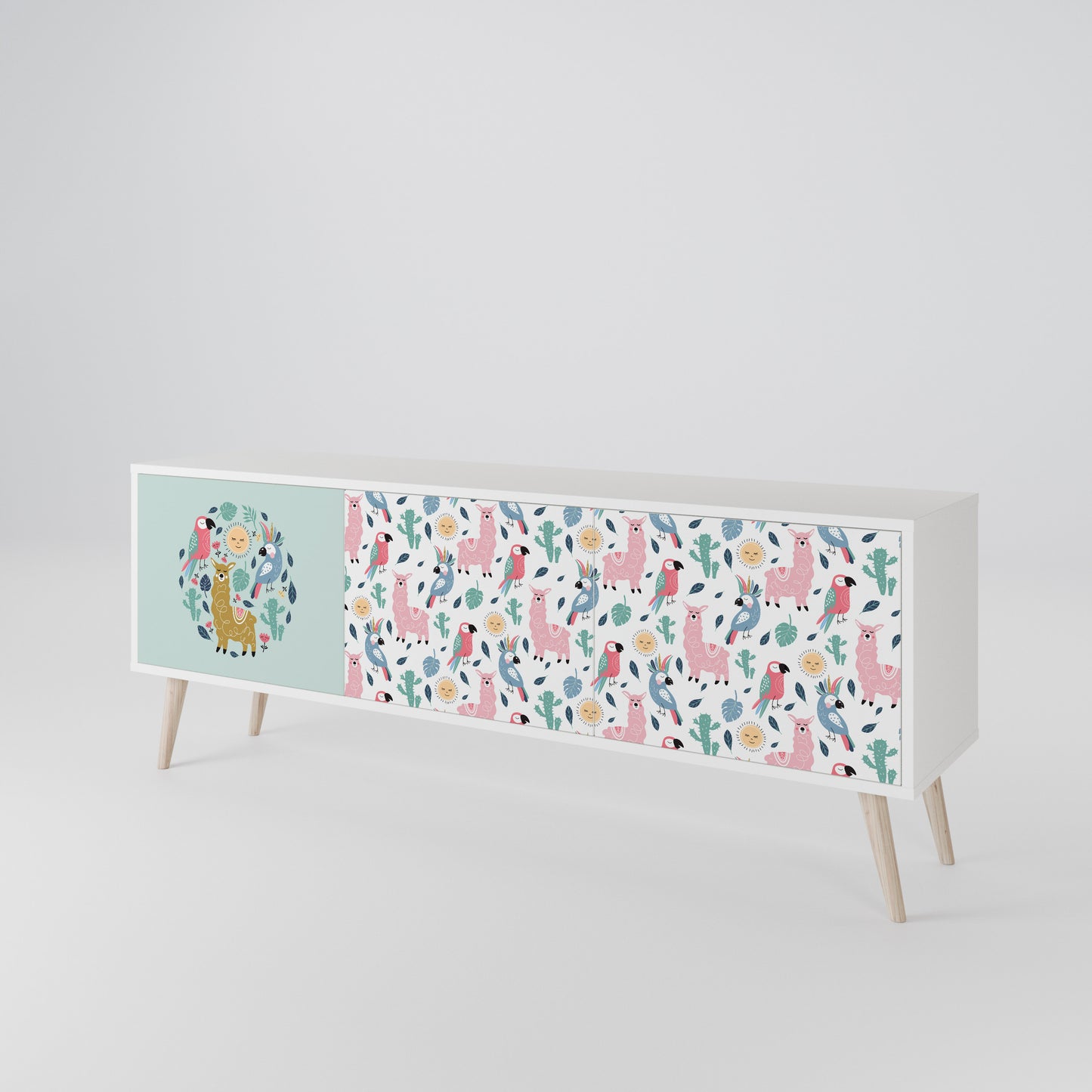 COLORFUL ALPACAS Třídveřový TV stolek