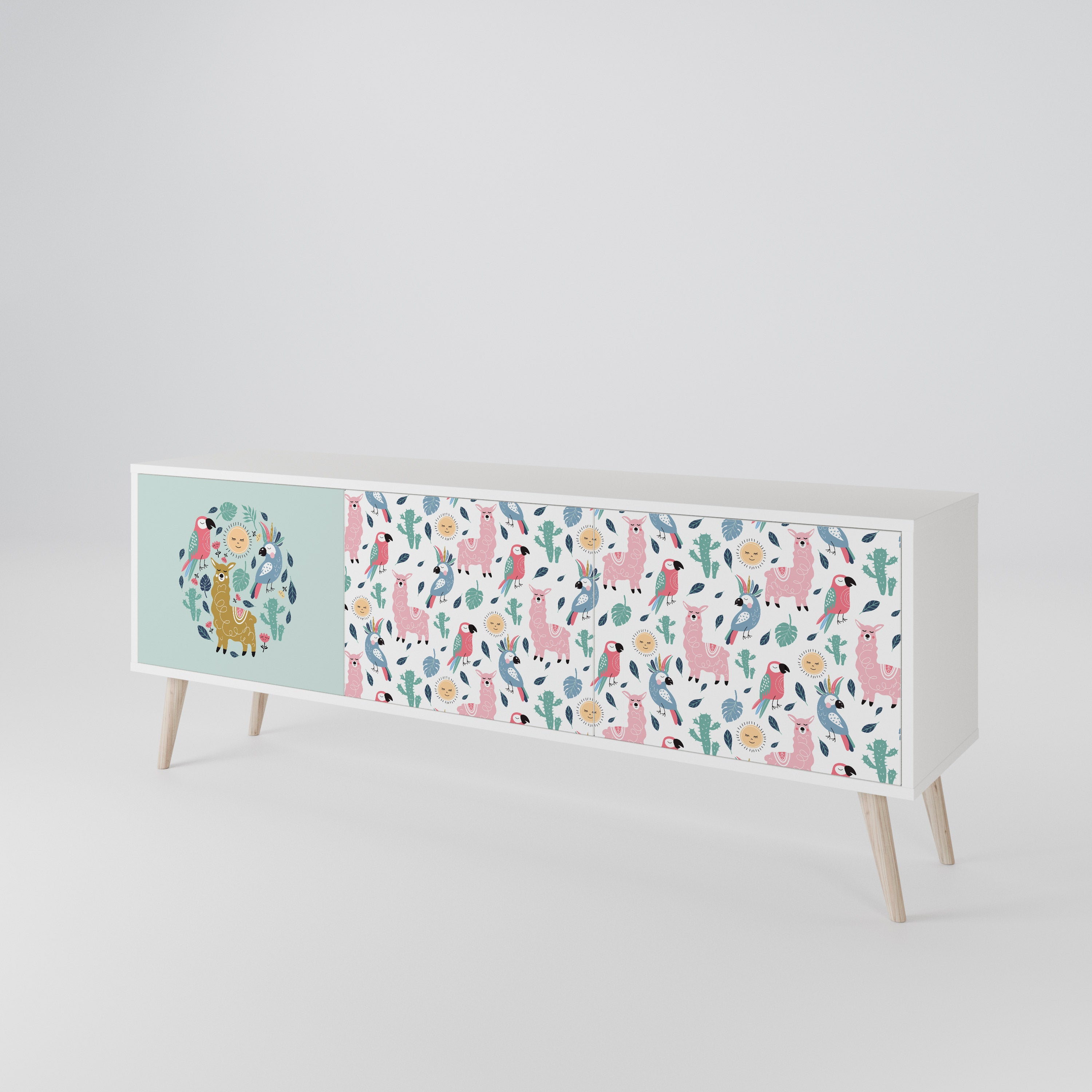 COLORFUL ALPACAS Třídveřový TV stolek