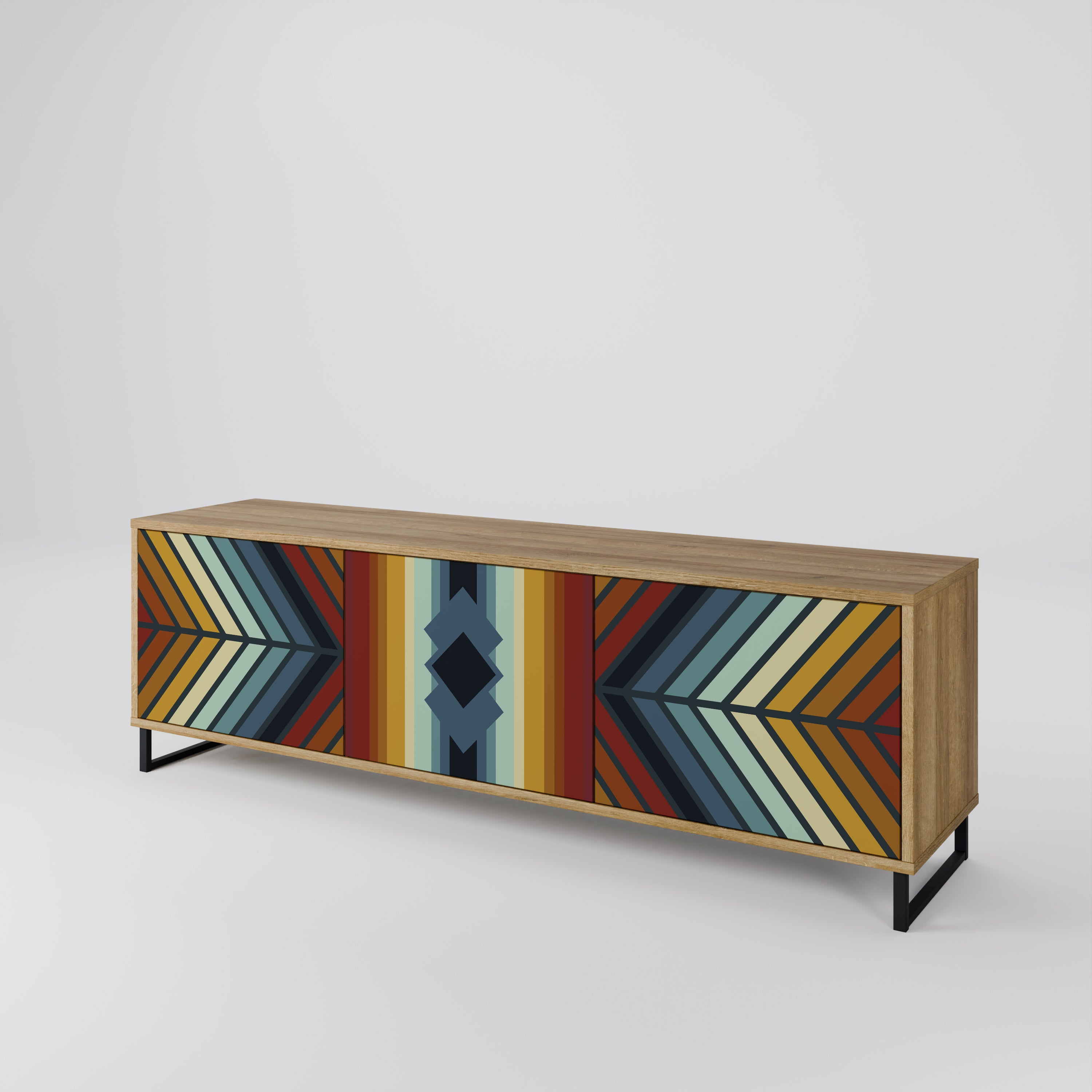 INDIGENOUS ZIGZAG Třídveřový TV stolek