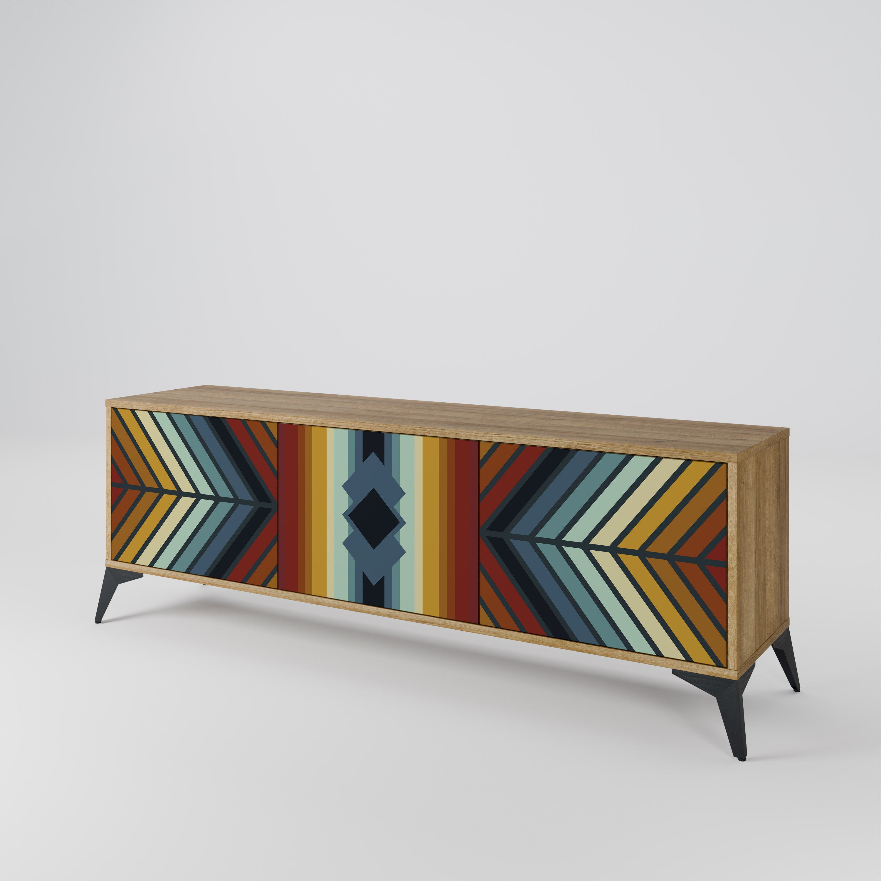 INDIGENOUS ZIGZAG Třídveřový TV stolek