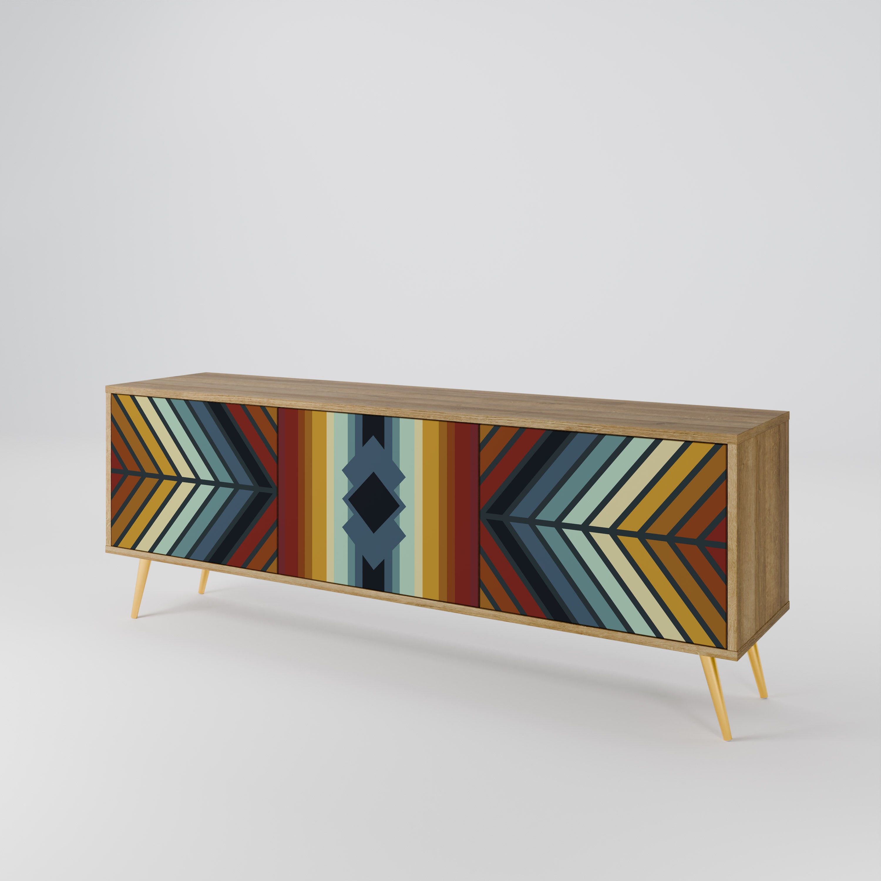 INDIGENOUS ZIGZAG Třídveřový TV stolek