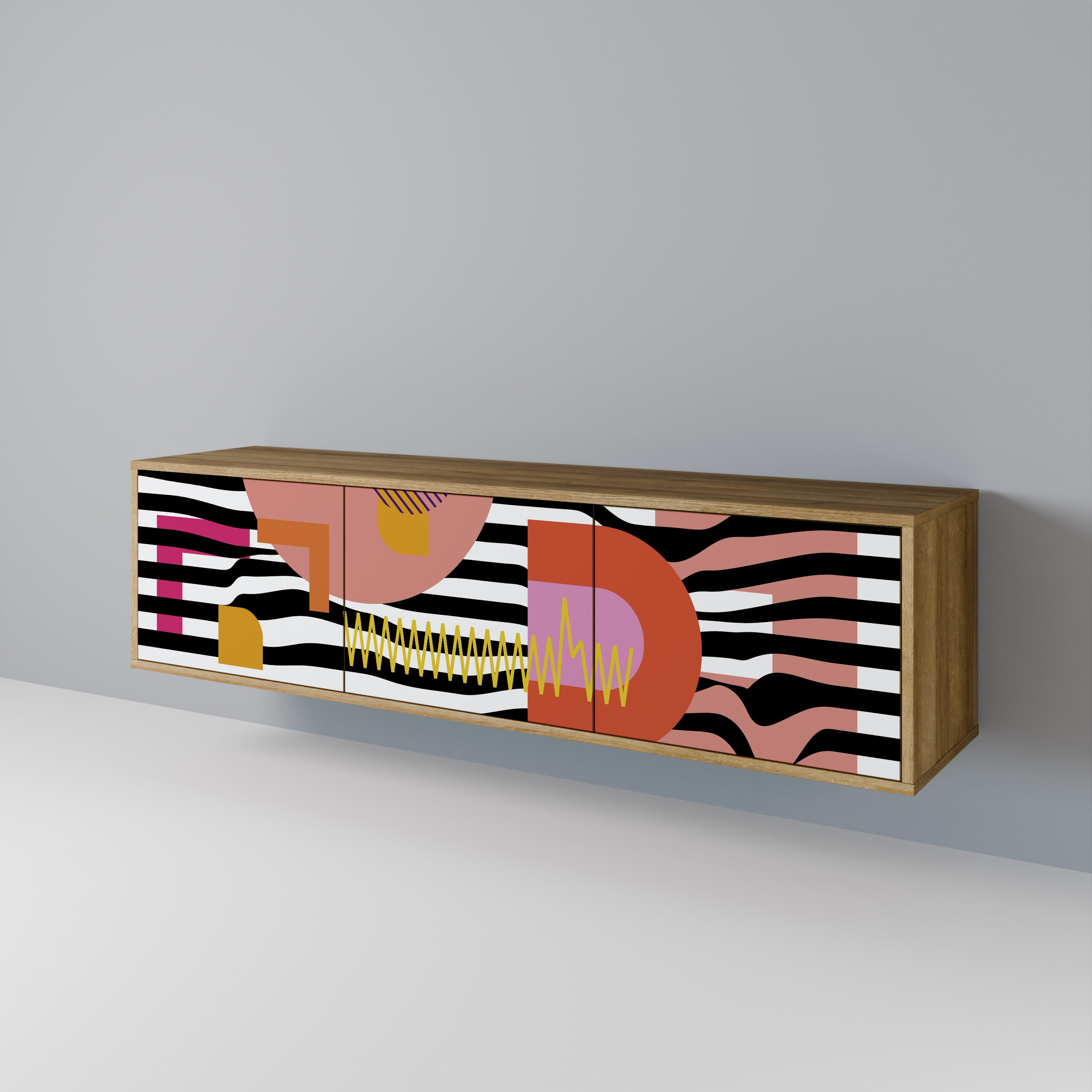 CHROMATIC ABSTRACT Třídveřový TV stolek