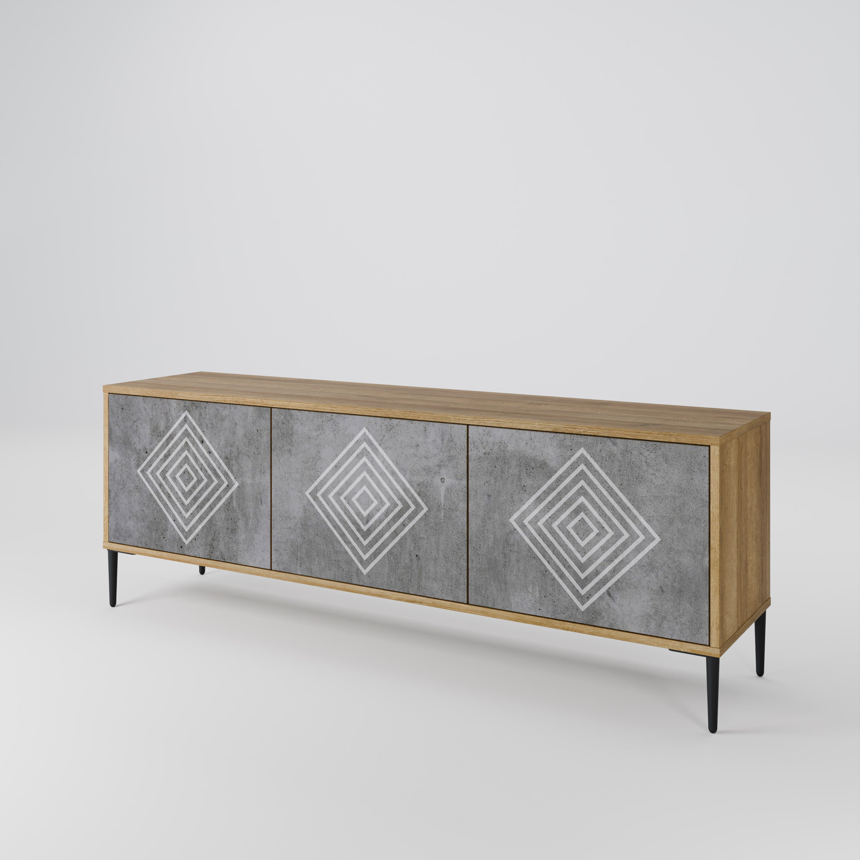POLYGONAL ARTISTRY Třídveřový TV stolek