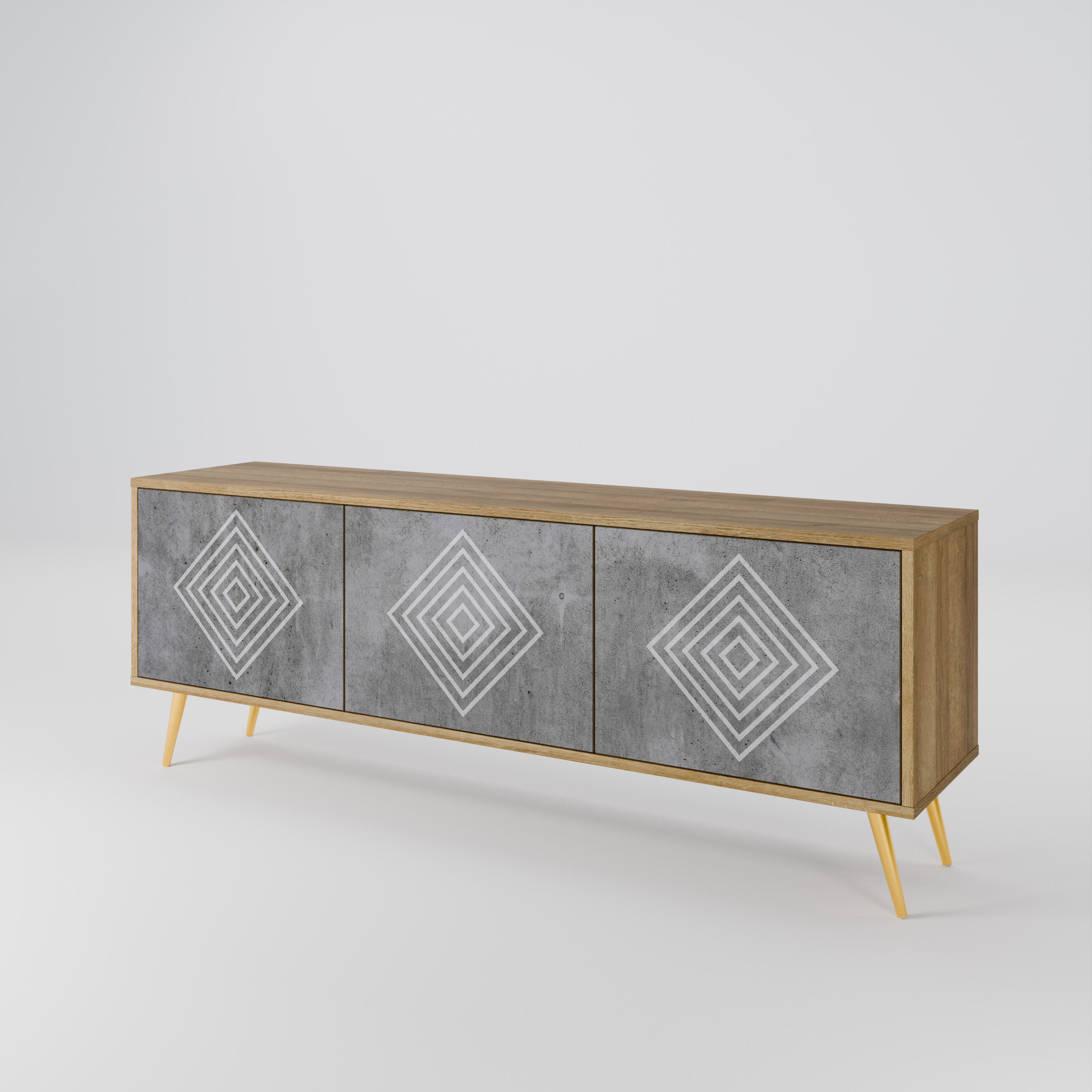 POLYGONAL ARTISTRY Třídveřový TV stolek